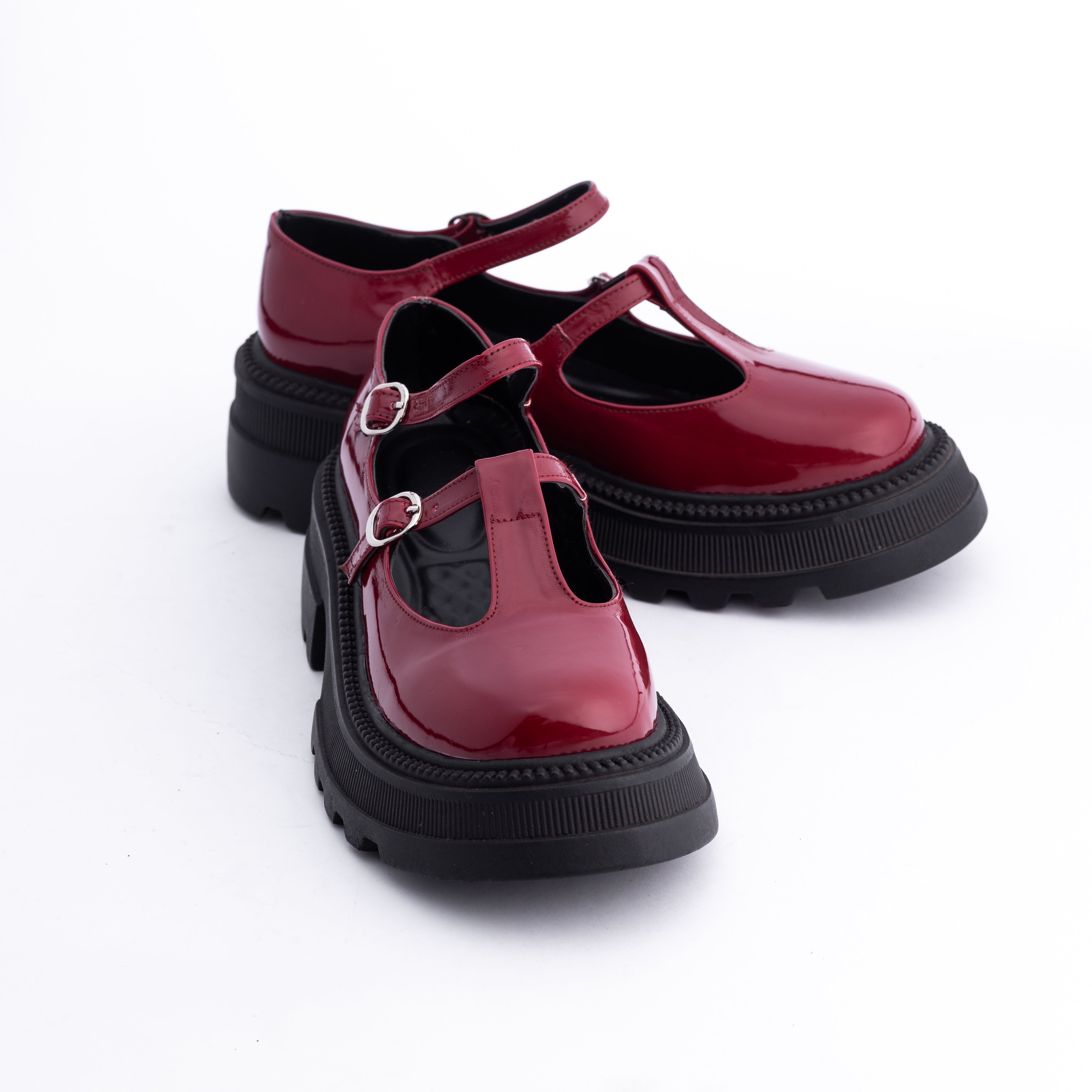 Women Burgundy Chunky Ballerina