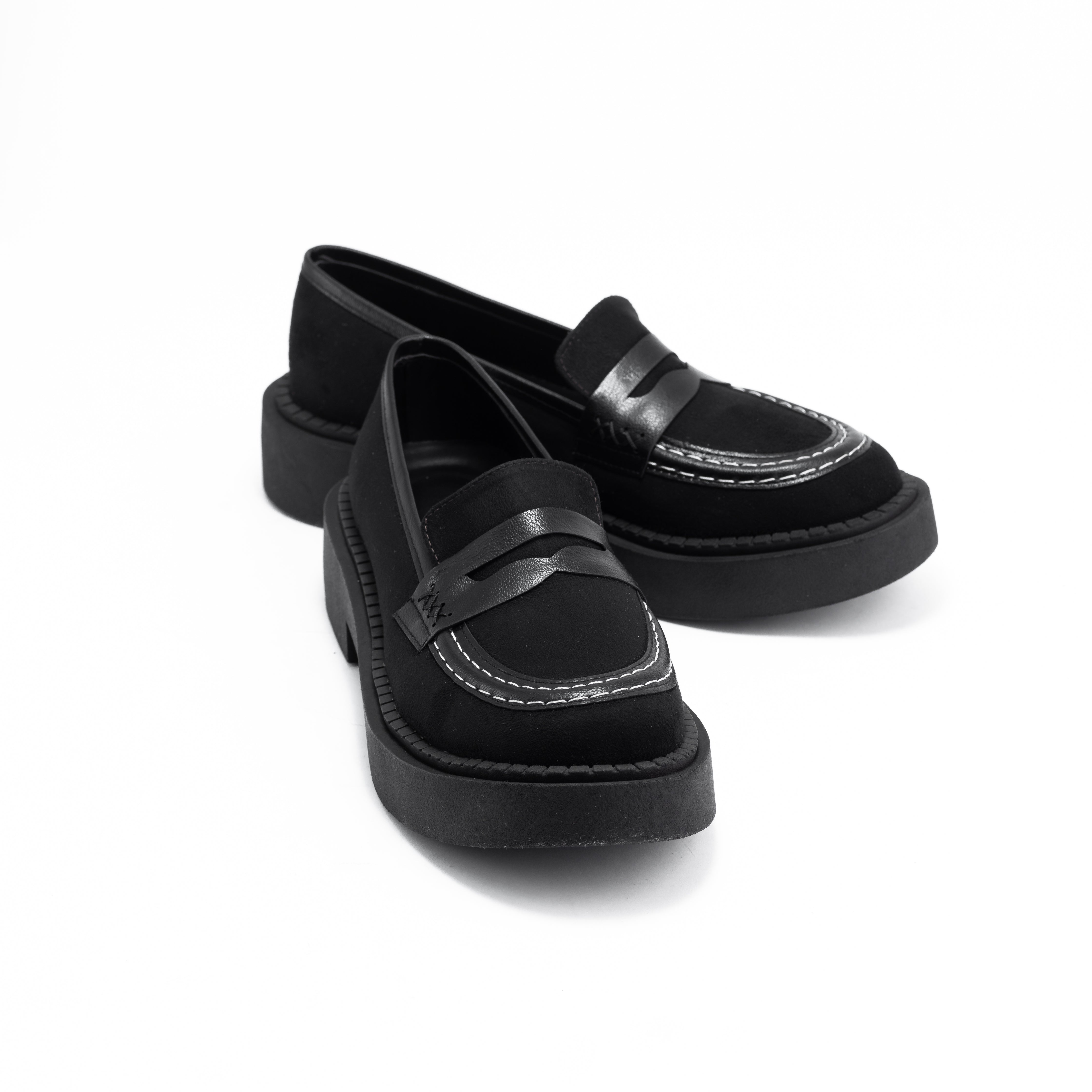 Women Black Suede Loafers