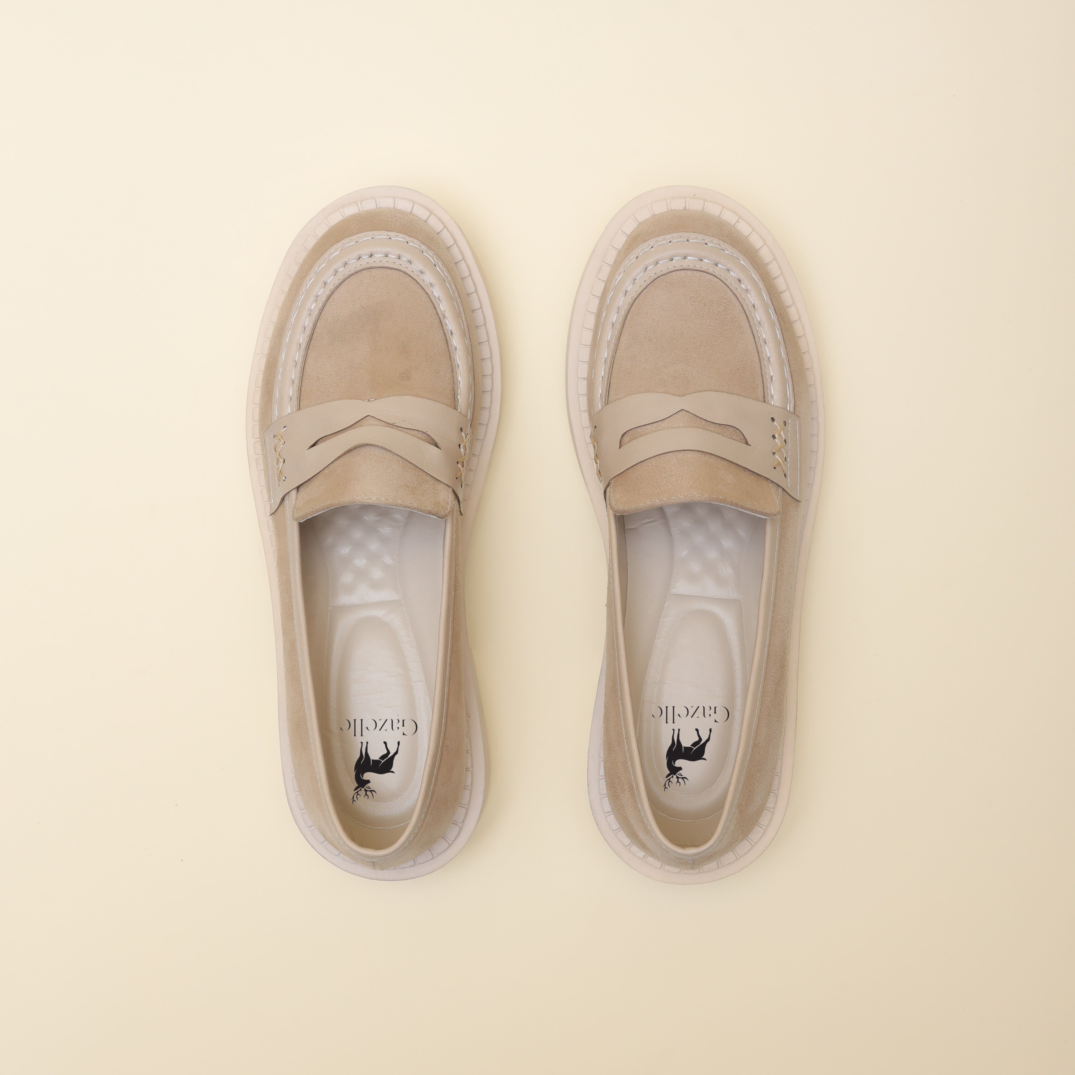 Women Beige Suede Loafers