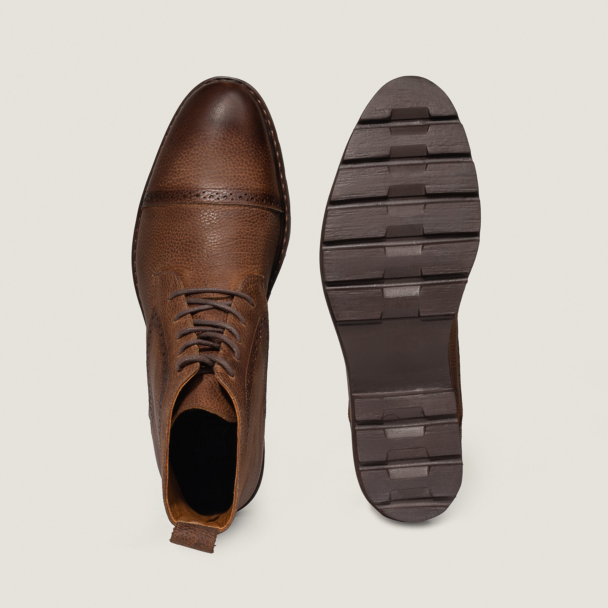 Beige Oxford Lace Up Boots