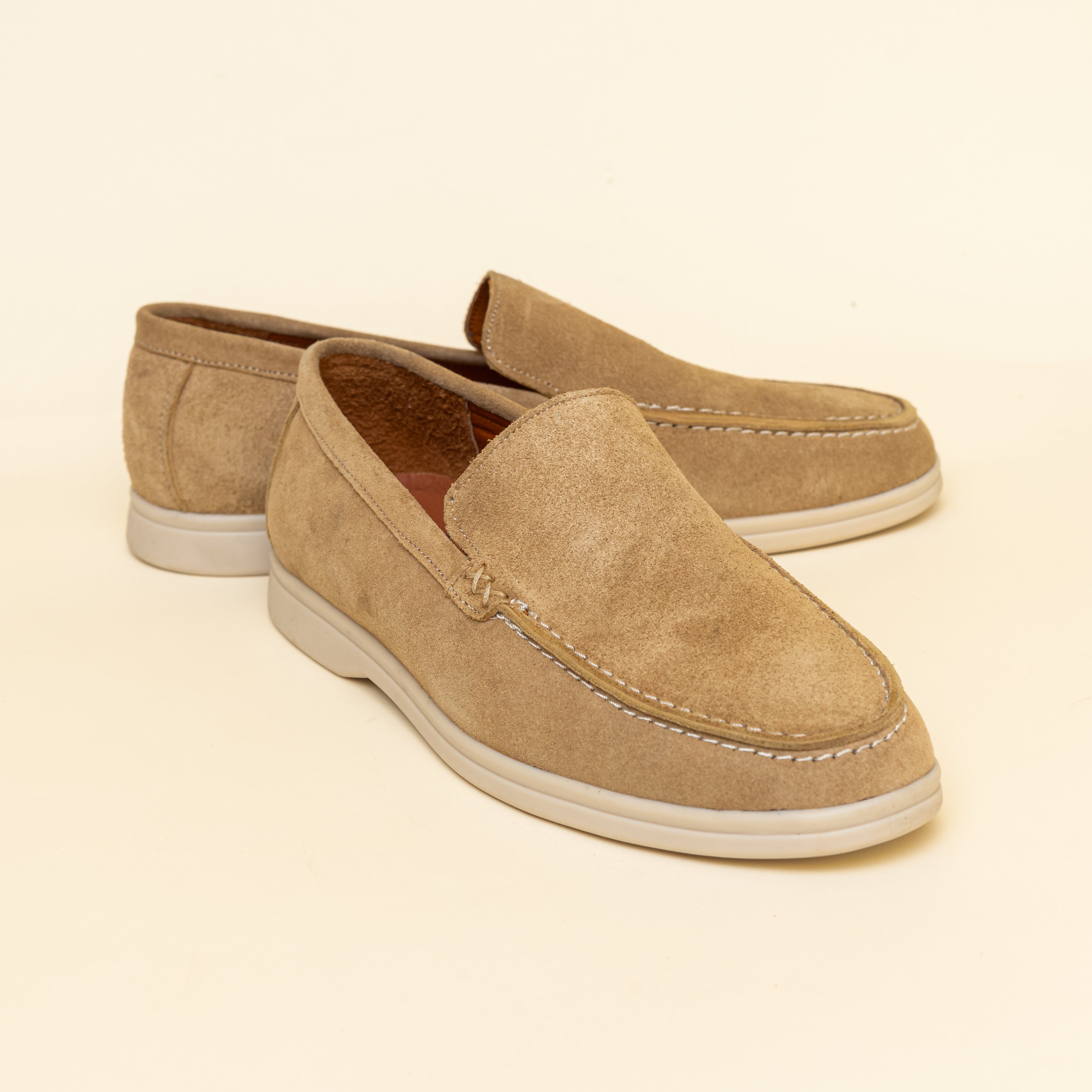 Beige Suede Loafer Sneakers