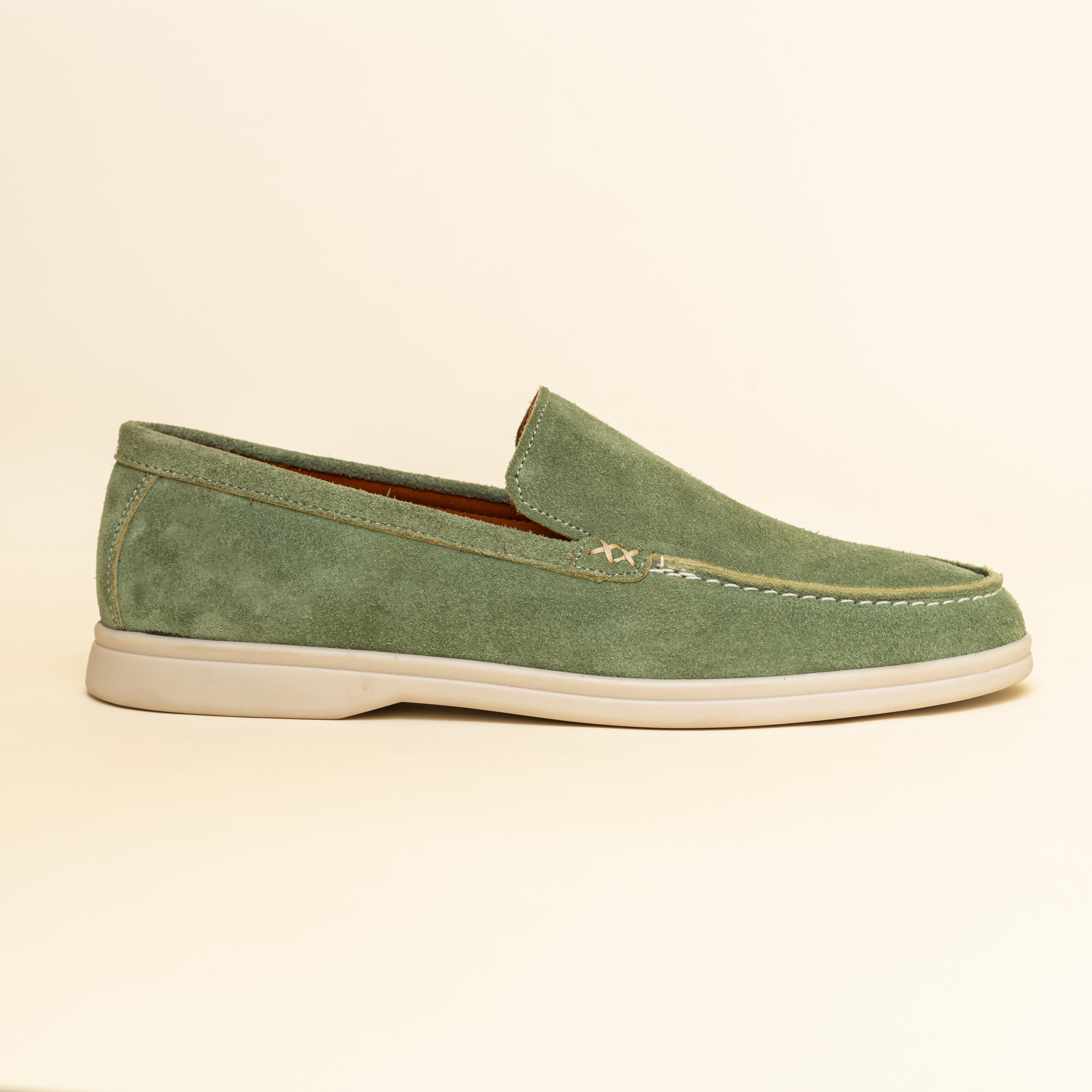Light Green Suede Loafer Sneakers