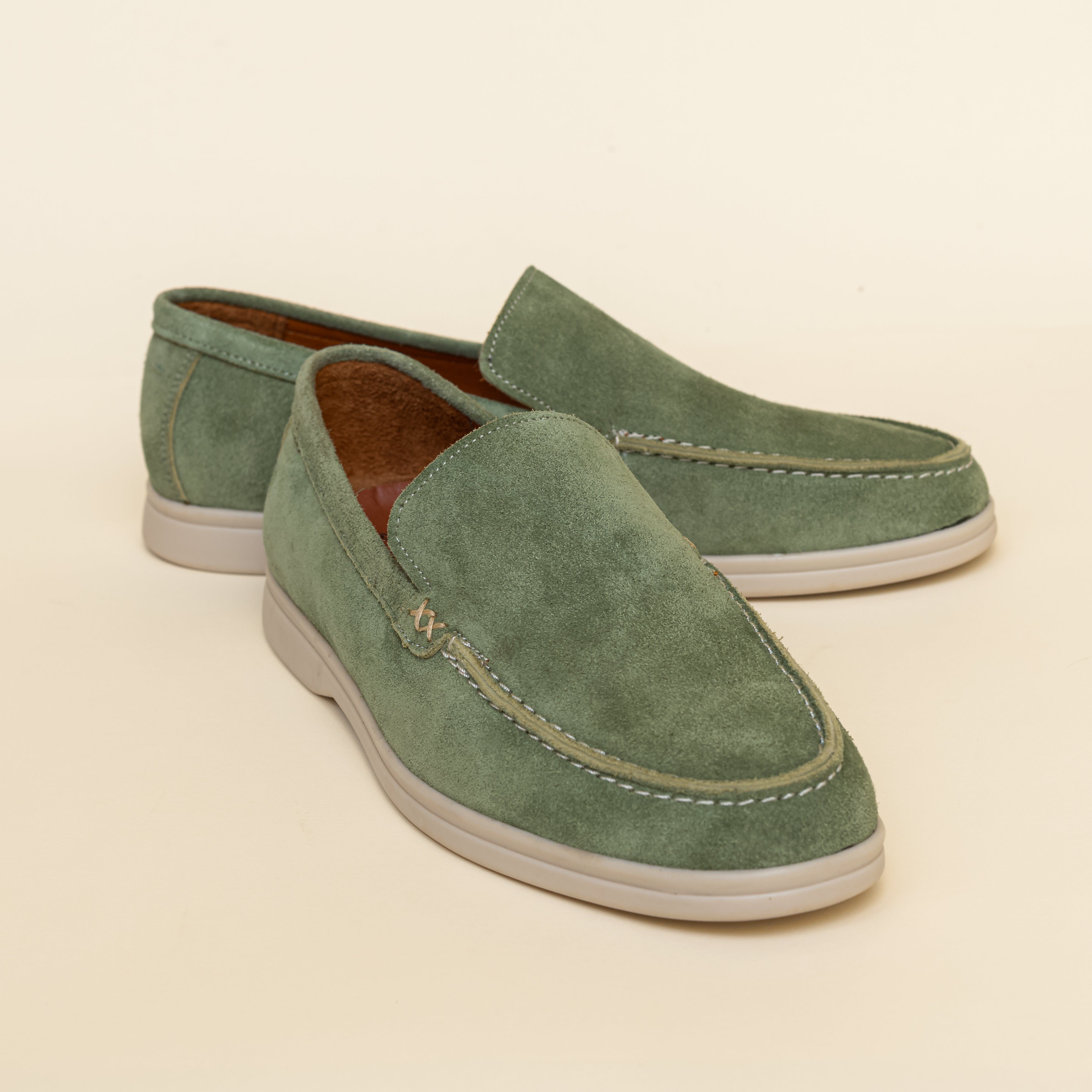Light Green Suede Loafer Sneakers