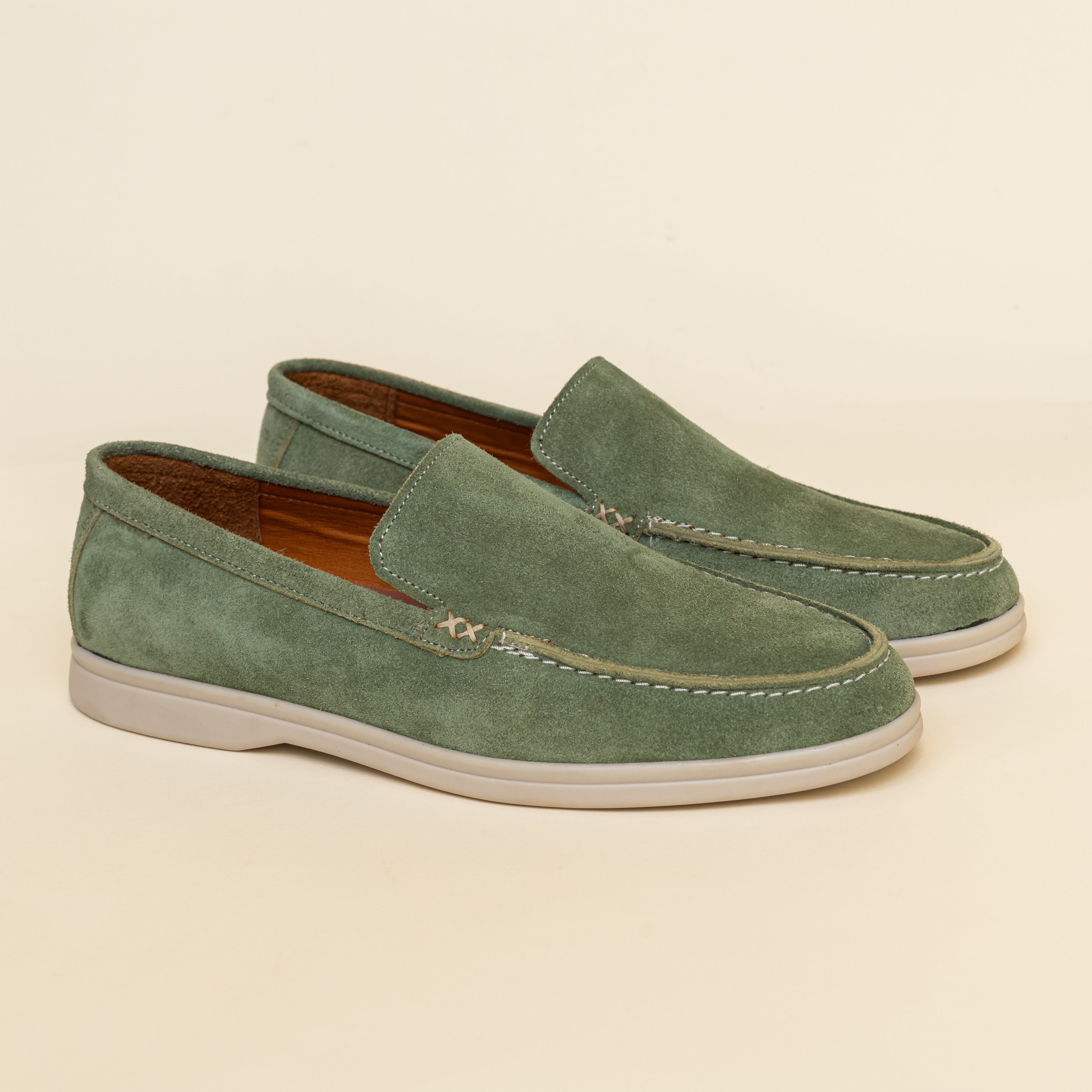 Light Green Suede Loafer Sneakers