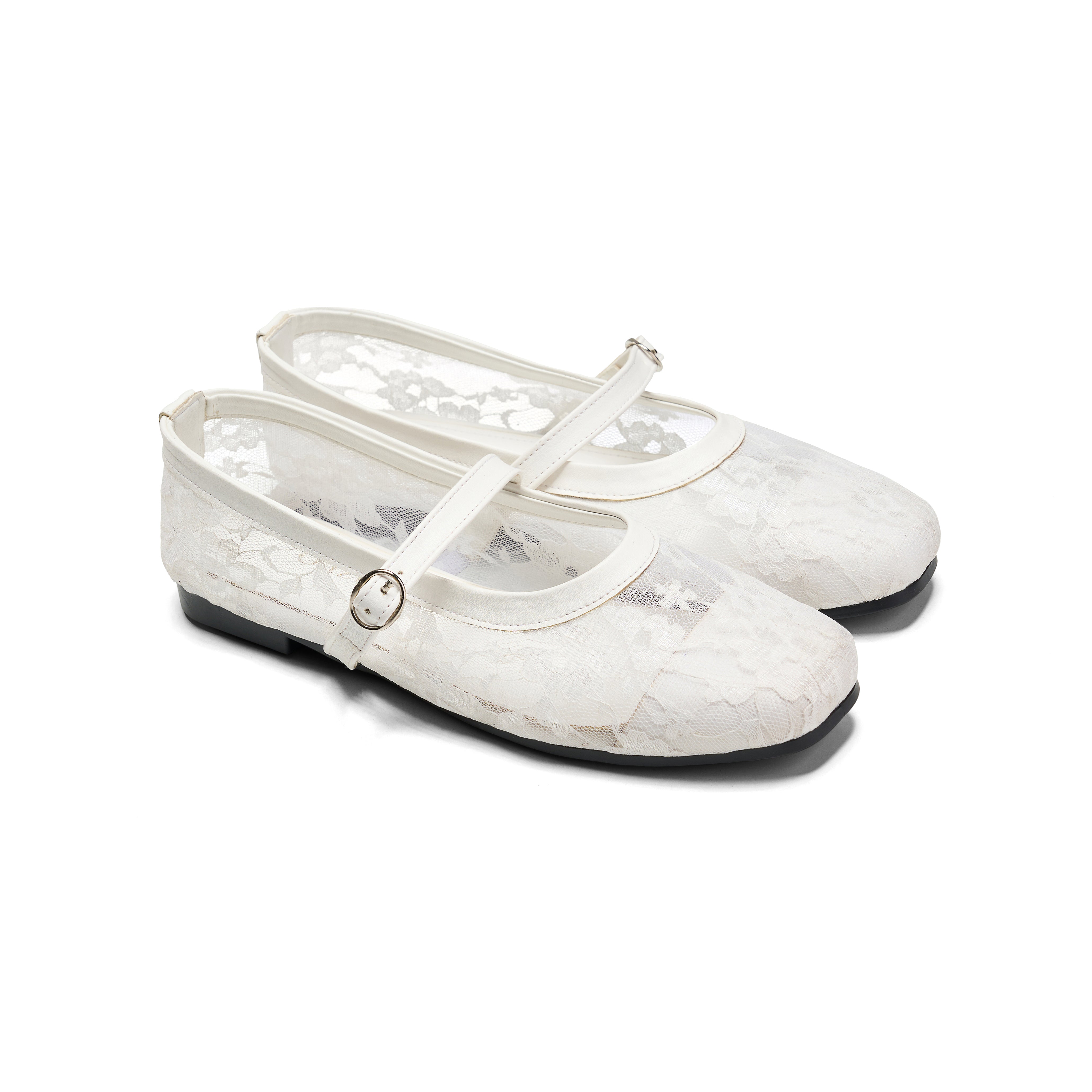 Women Off-white Fabric Floral Ballerina