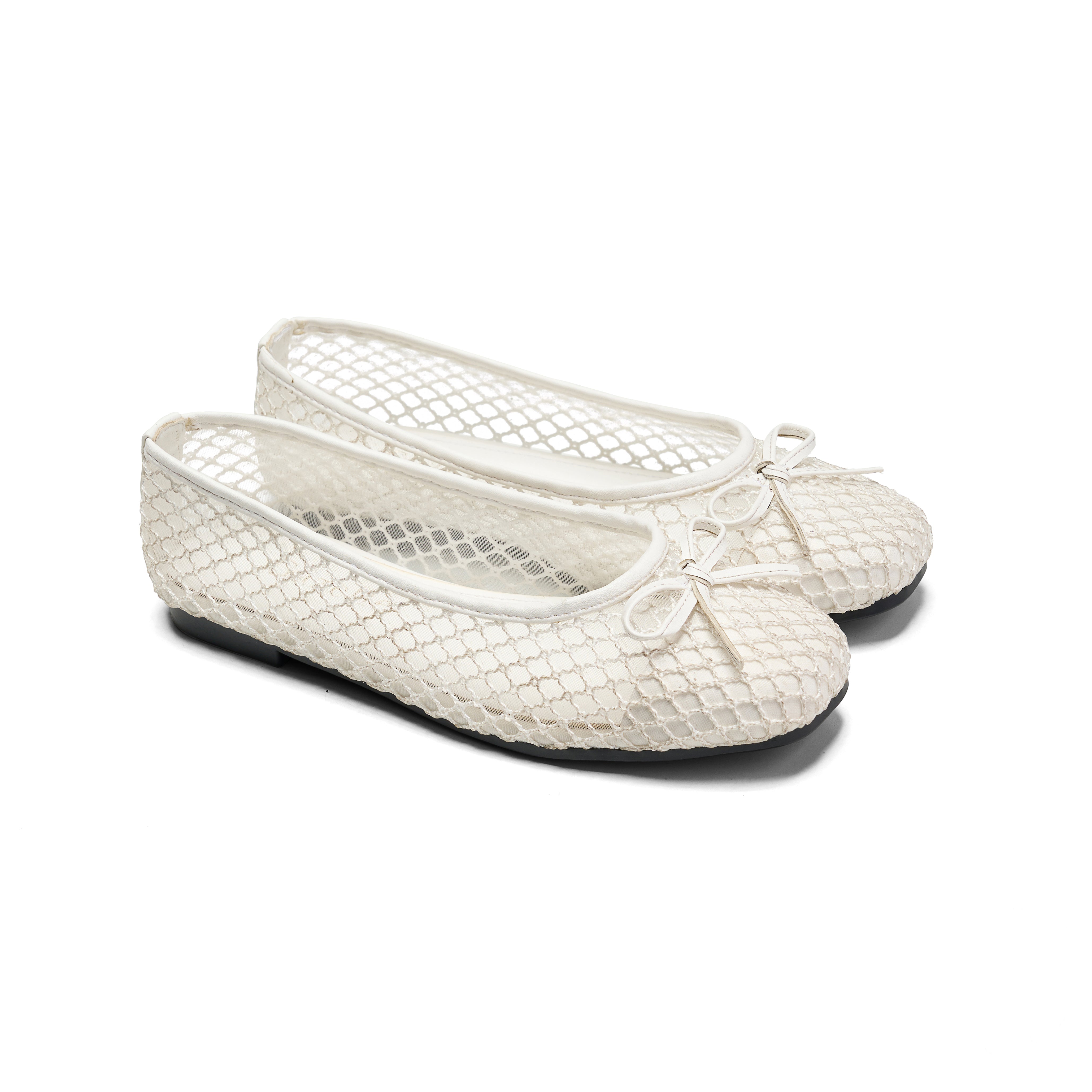 Women Off-White Fabric Fishnet Tima