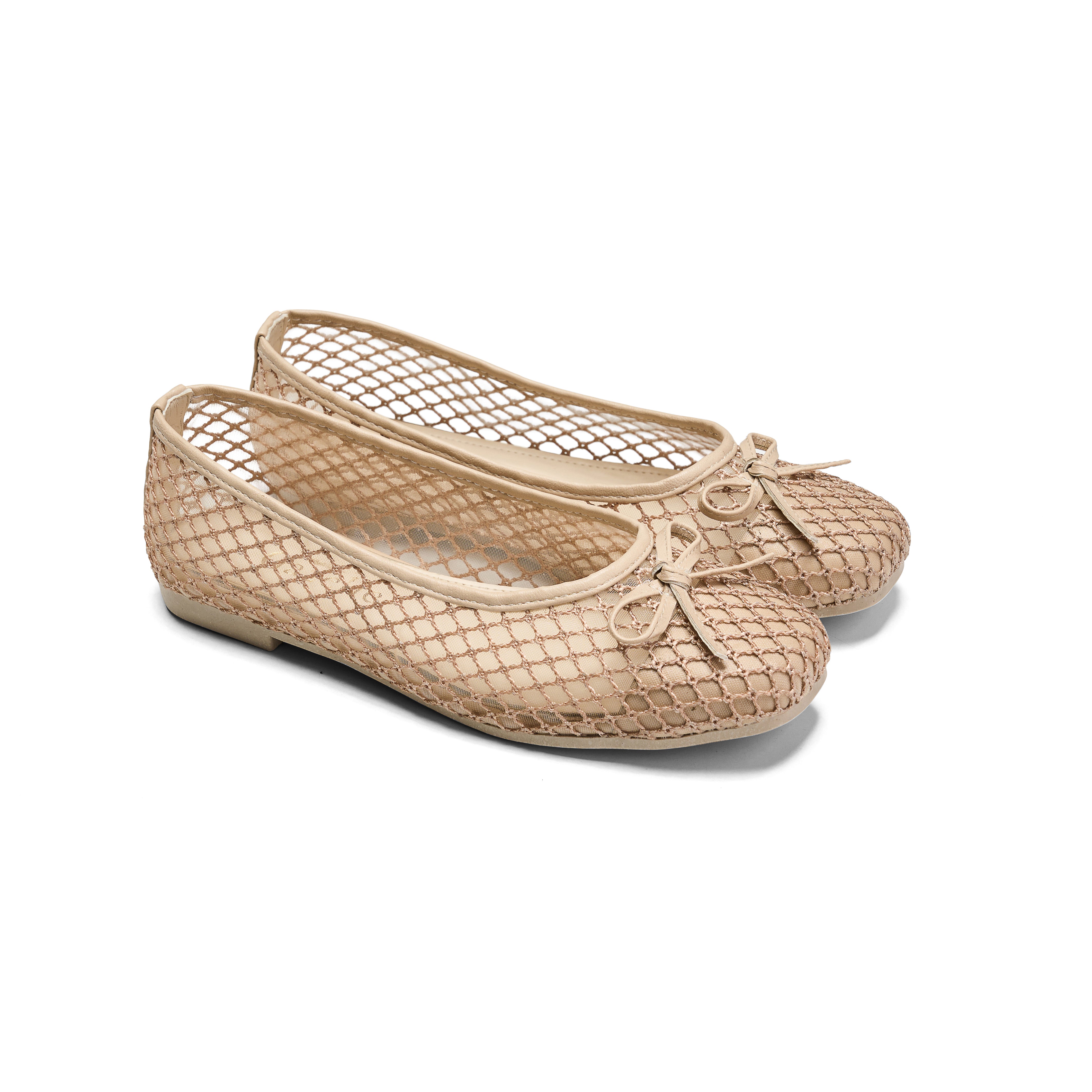 Women Beige Fabric Fishnet Tima