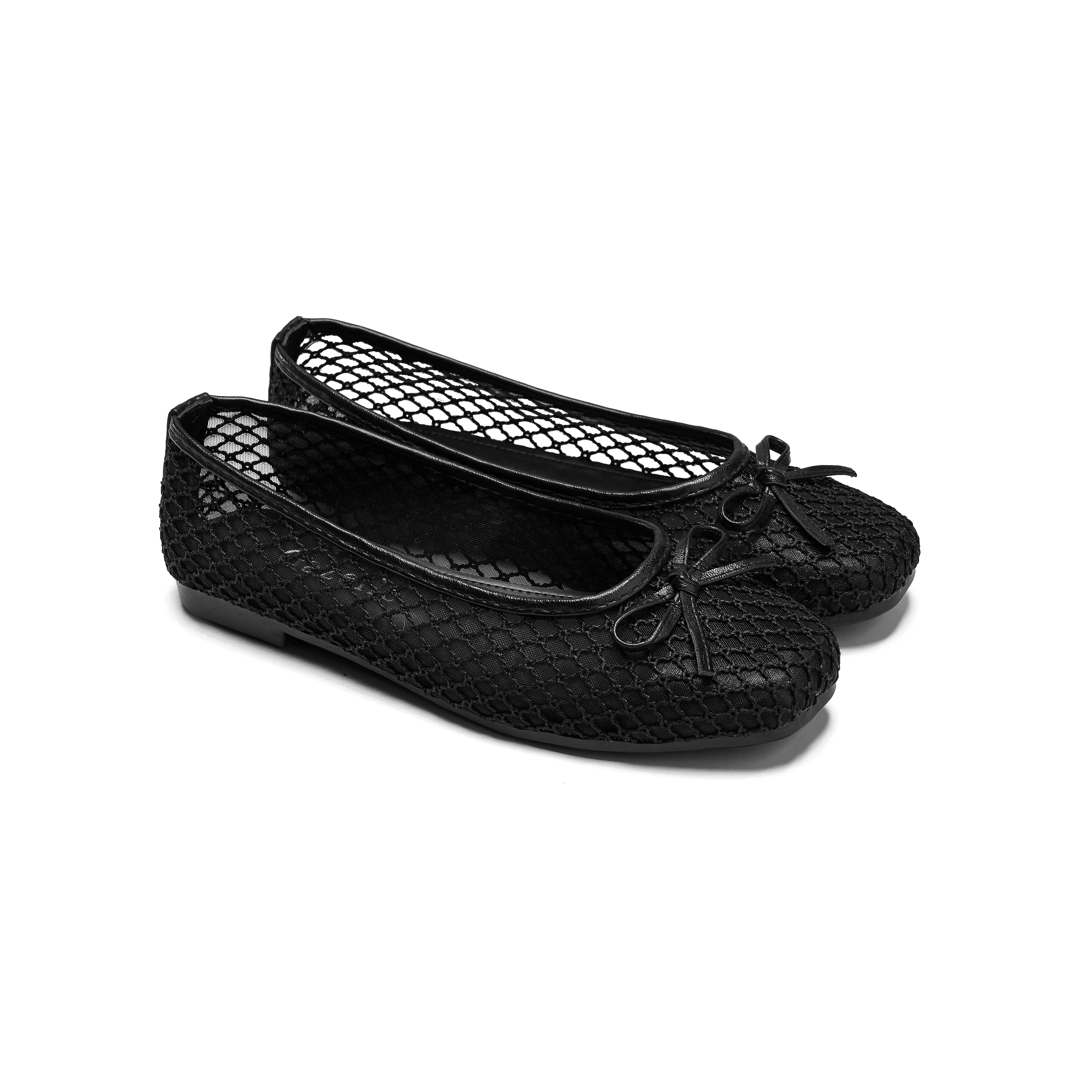 Women Black Fabric Fishnet Tima