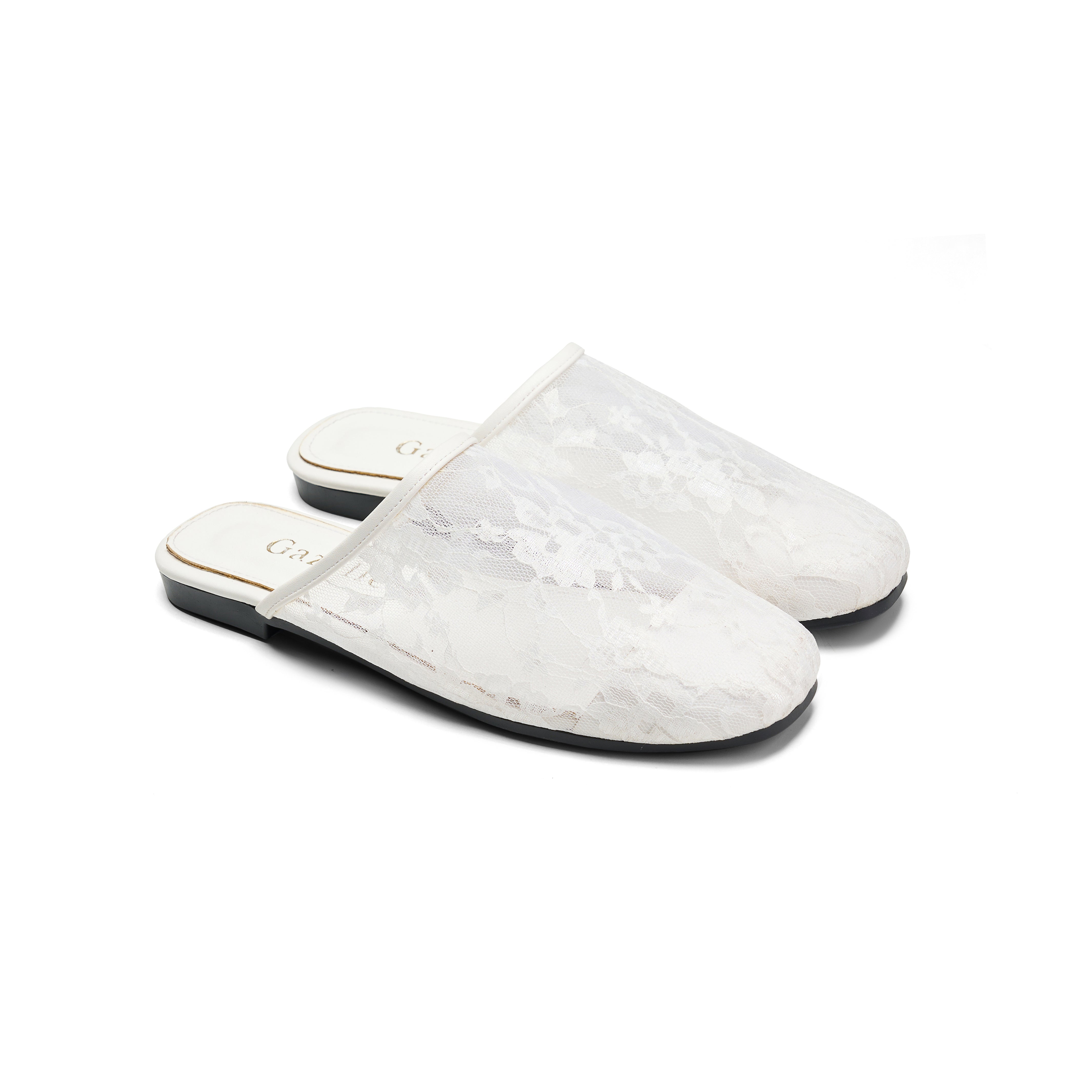 Women Off-White Fabric Floral Mule
