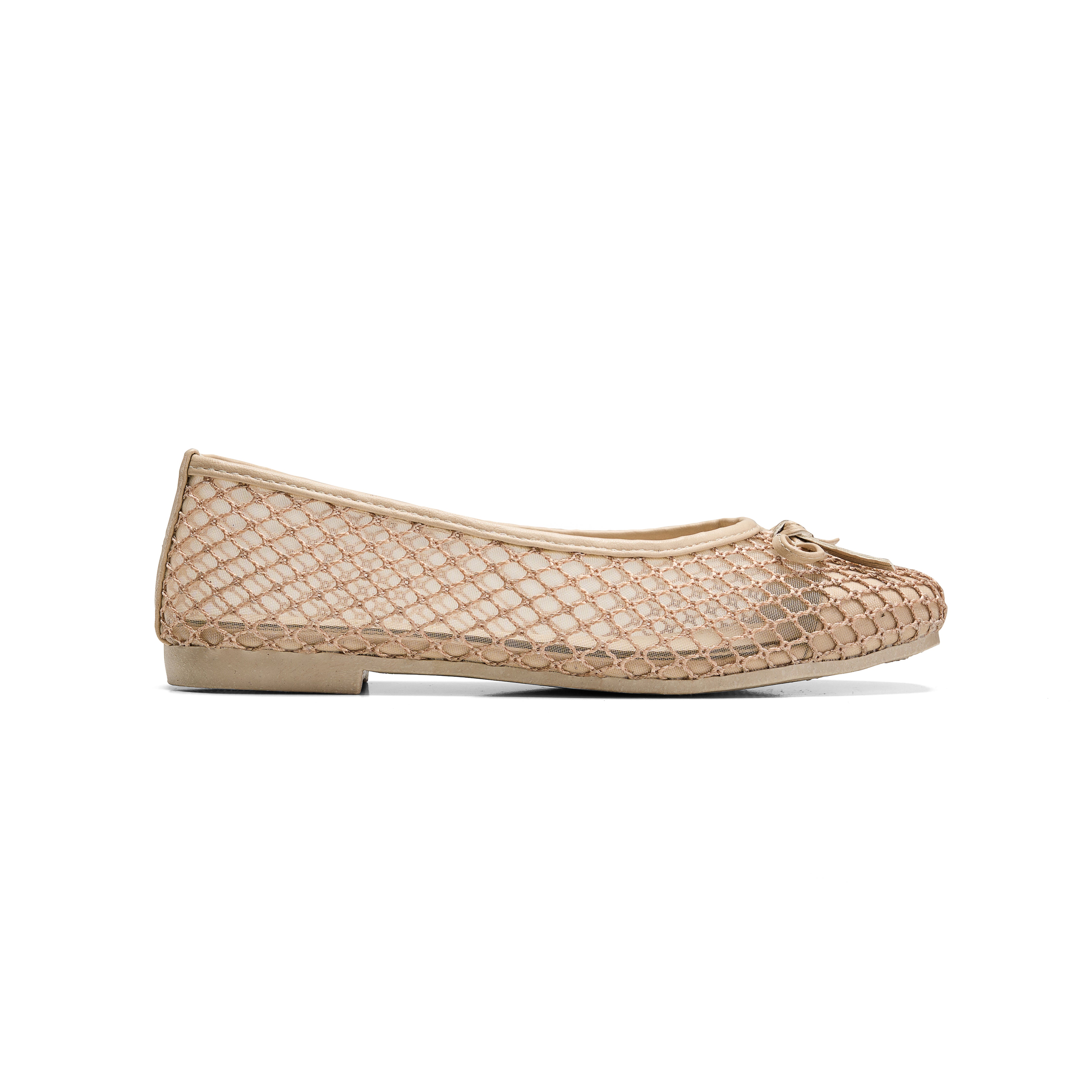 Women Beige Fabric Fishnet Tima