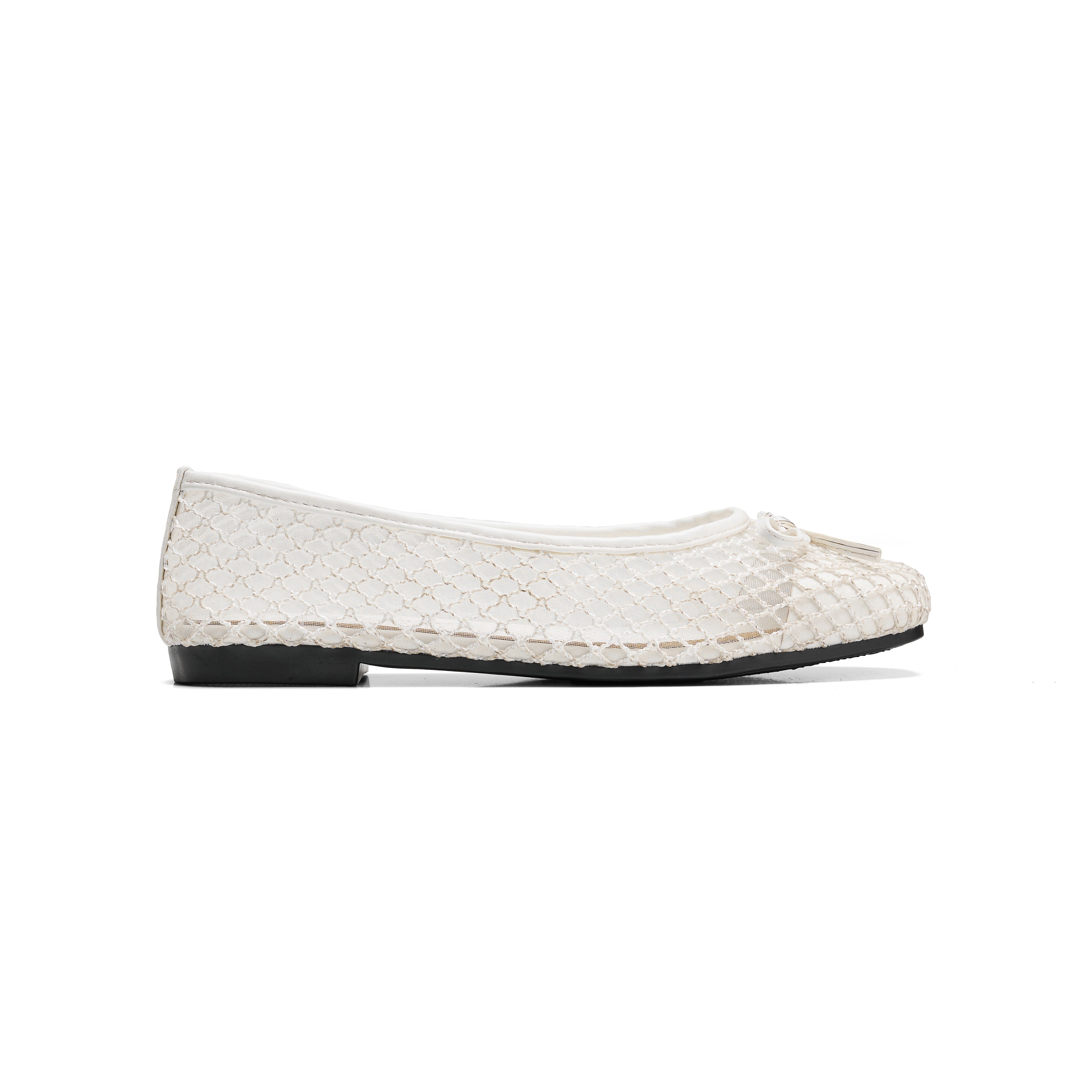 Women Off-White Fabric Fishnet Tima