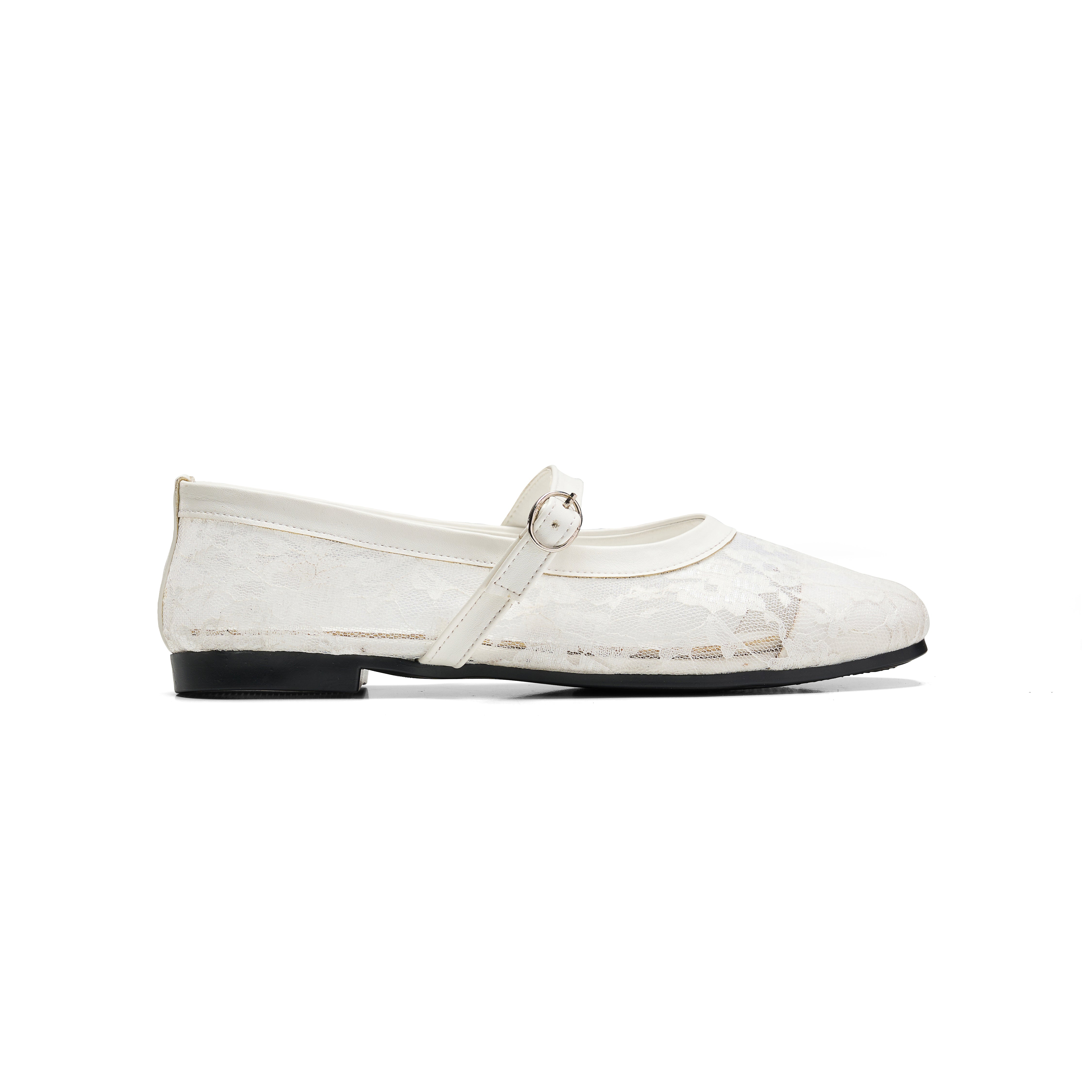 Women Off-white Fabric Floral Ballerina
