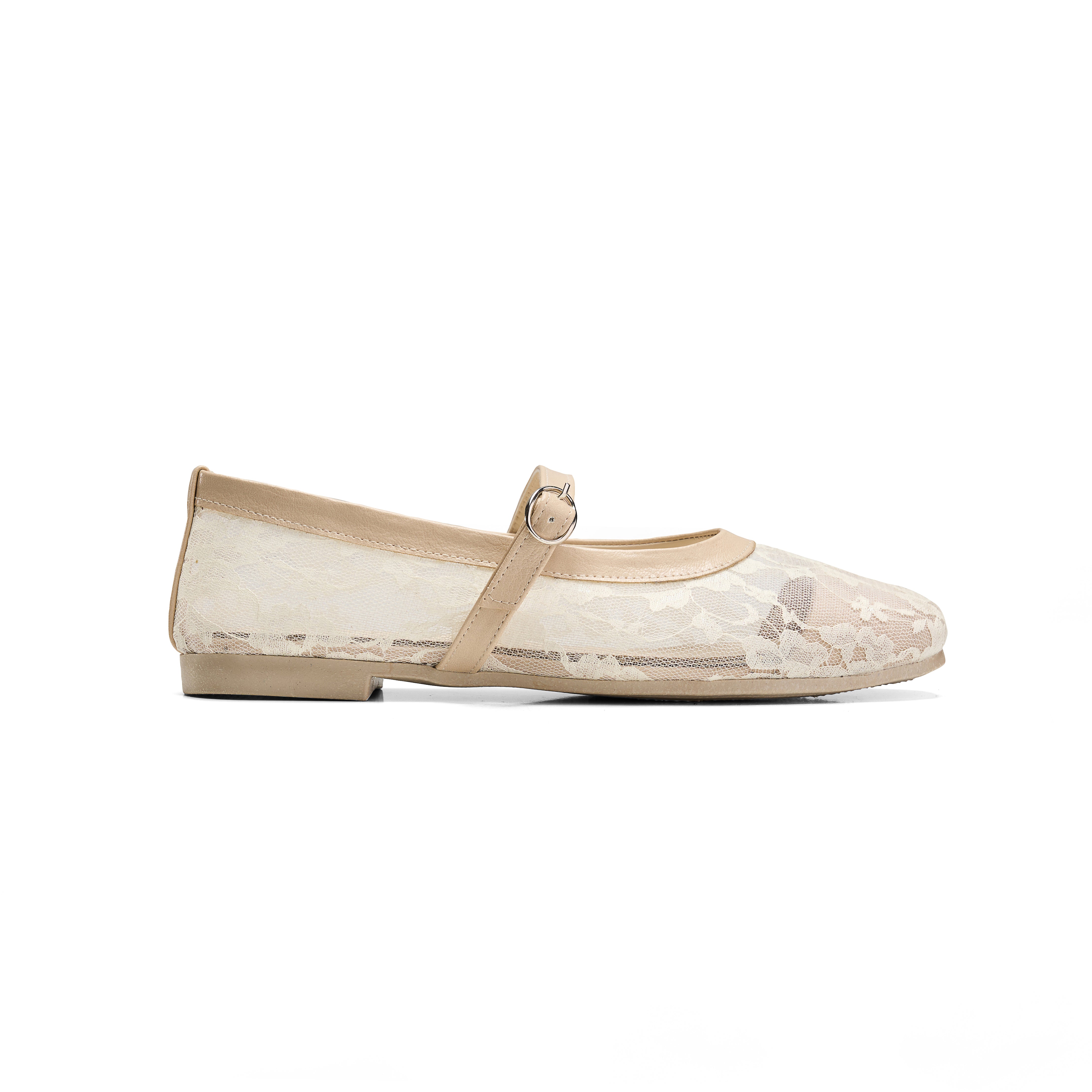 Women Beige Fabric Floral Ballerina