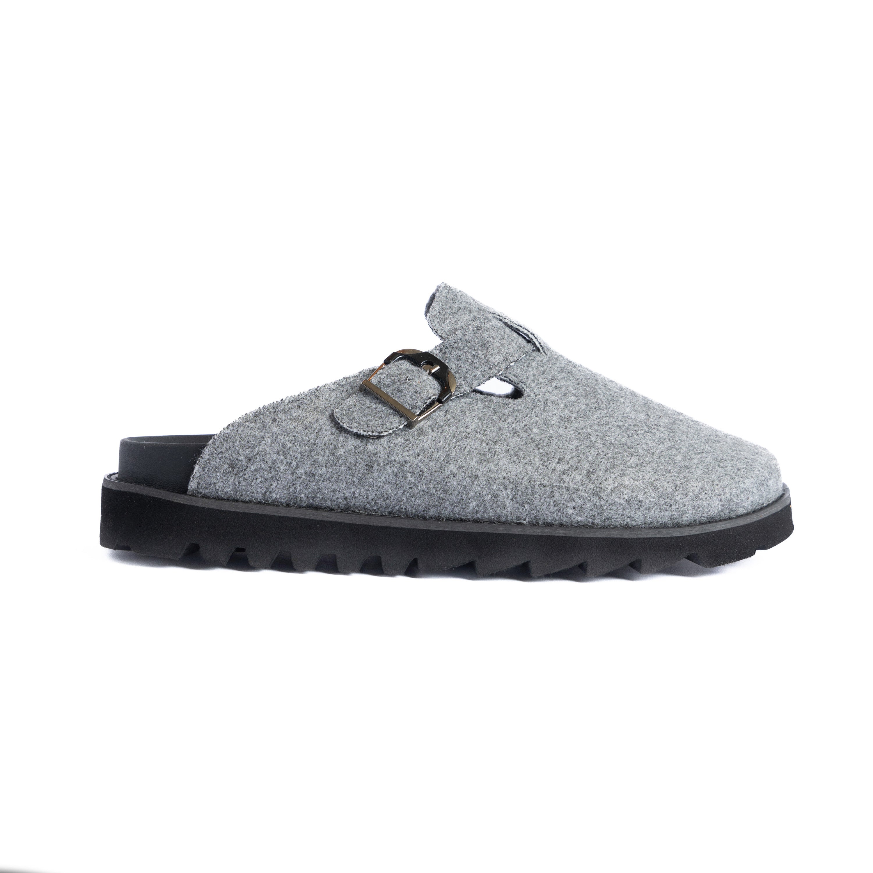 Grey Fabric Plain Chunky Clog