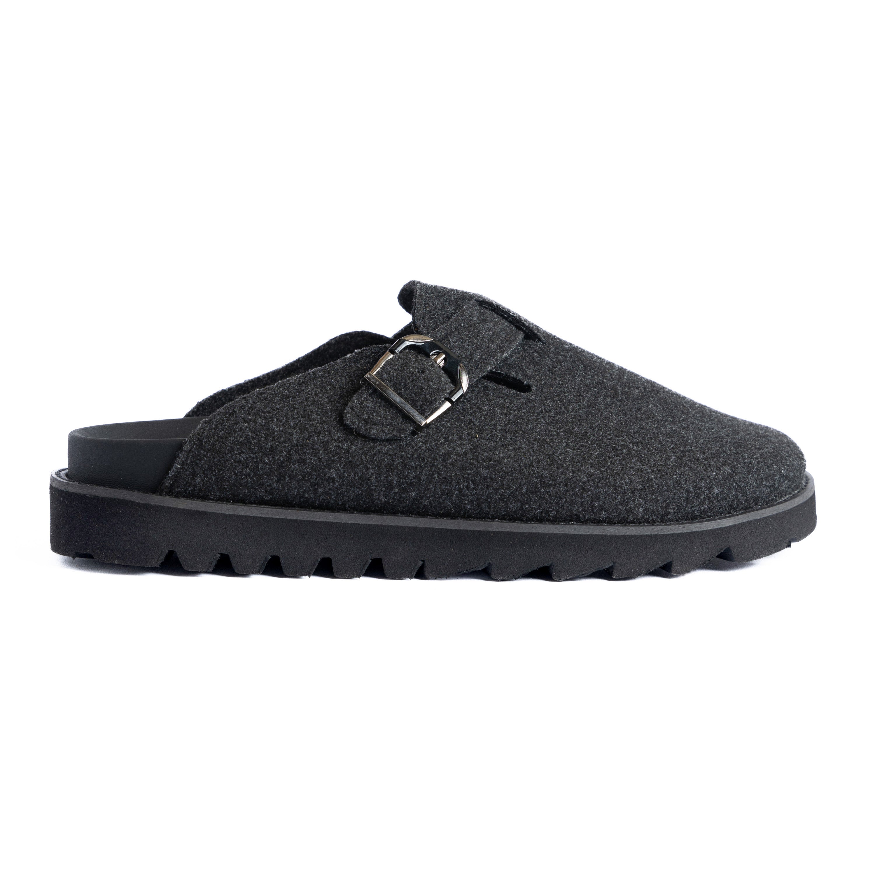 Black Fabric Plain Chunky Clog