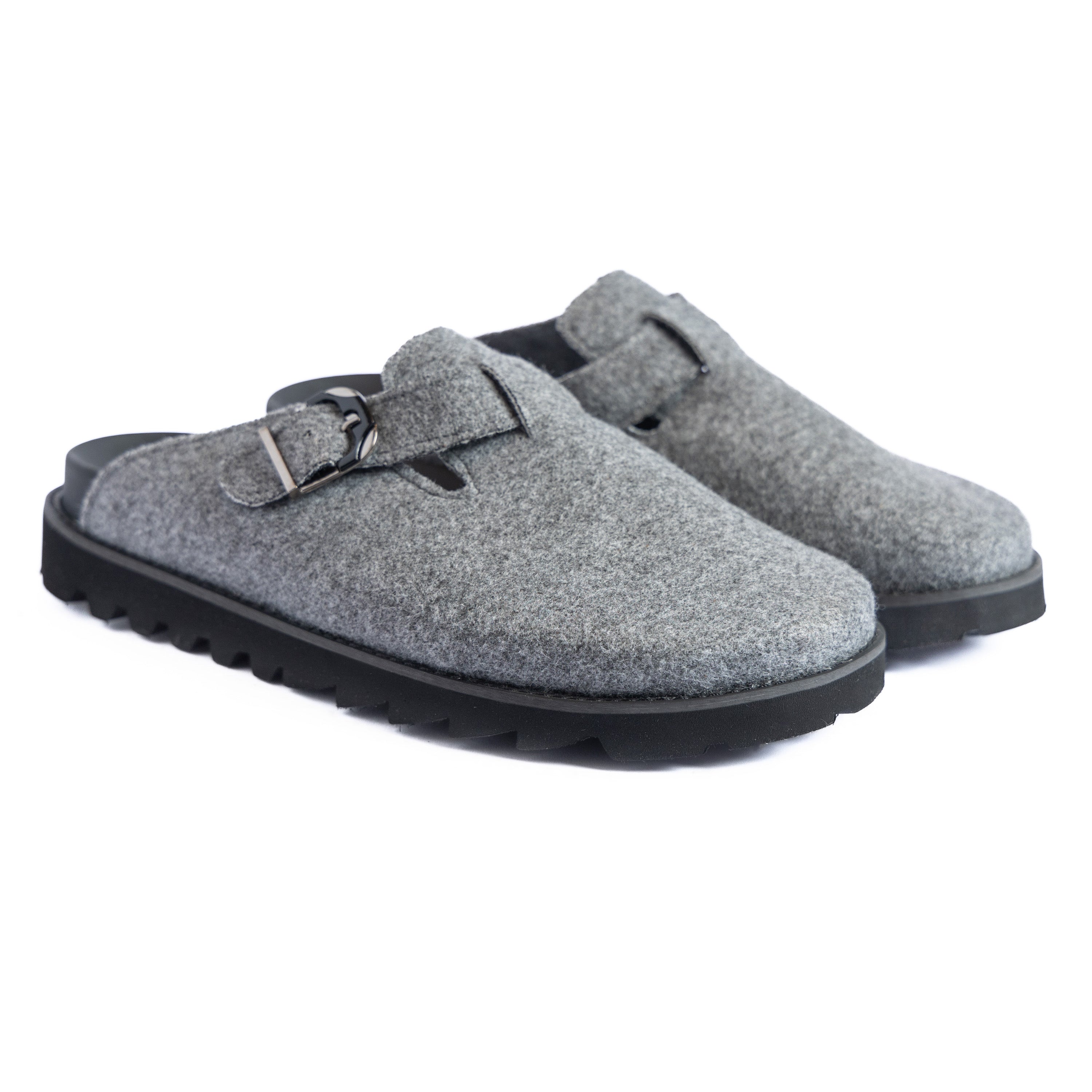 Grey Fabric Plain Chunky Clog
