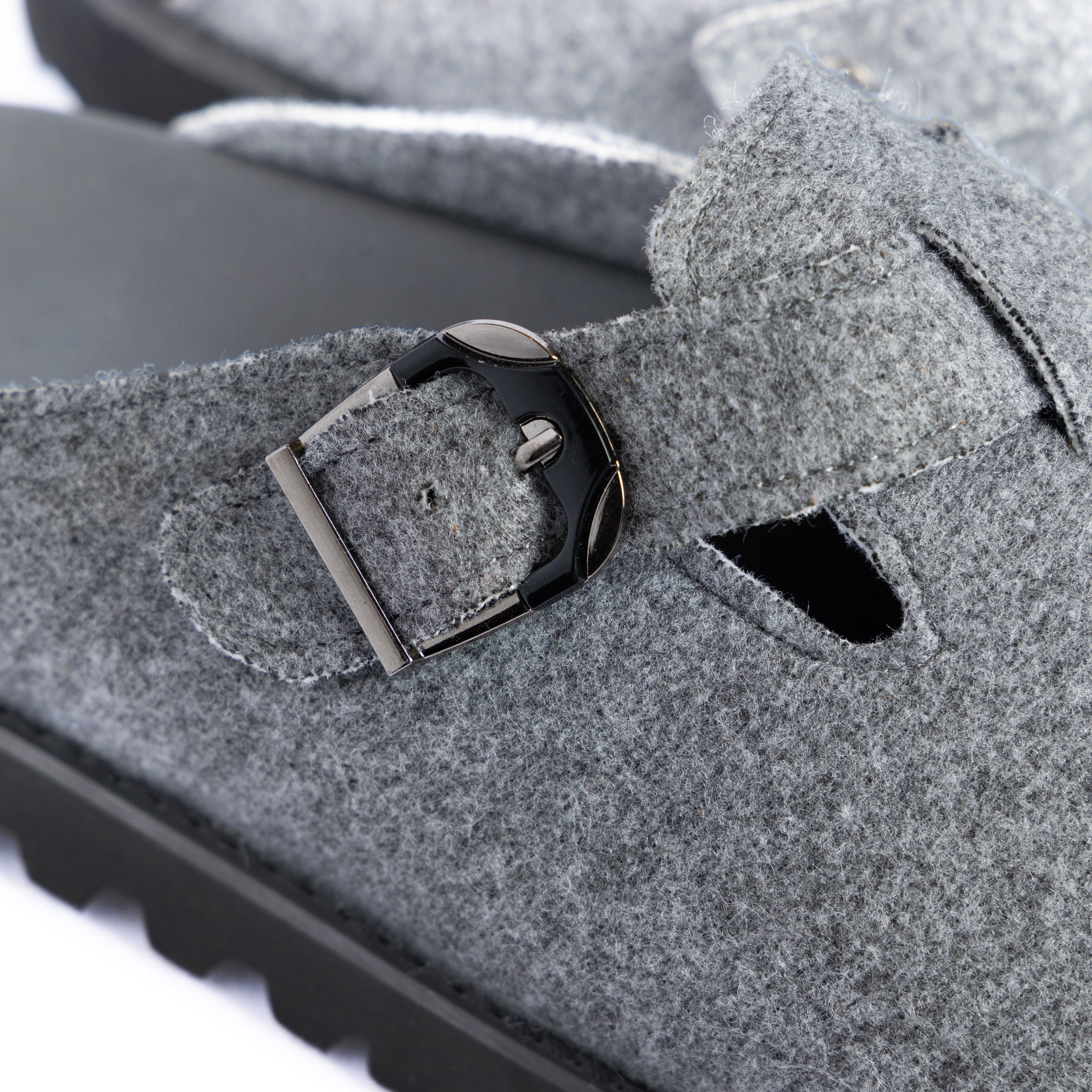 Grey Fabric Plain Chunky Clog