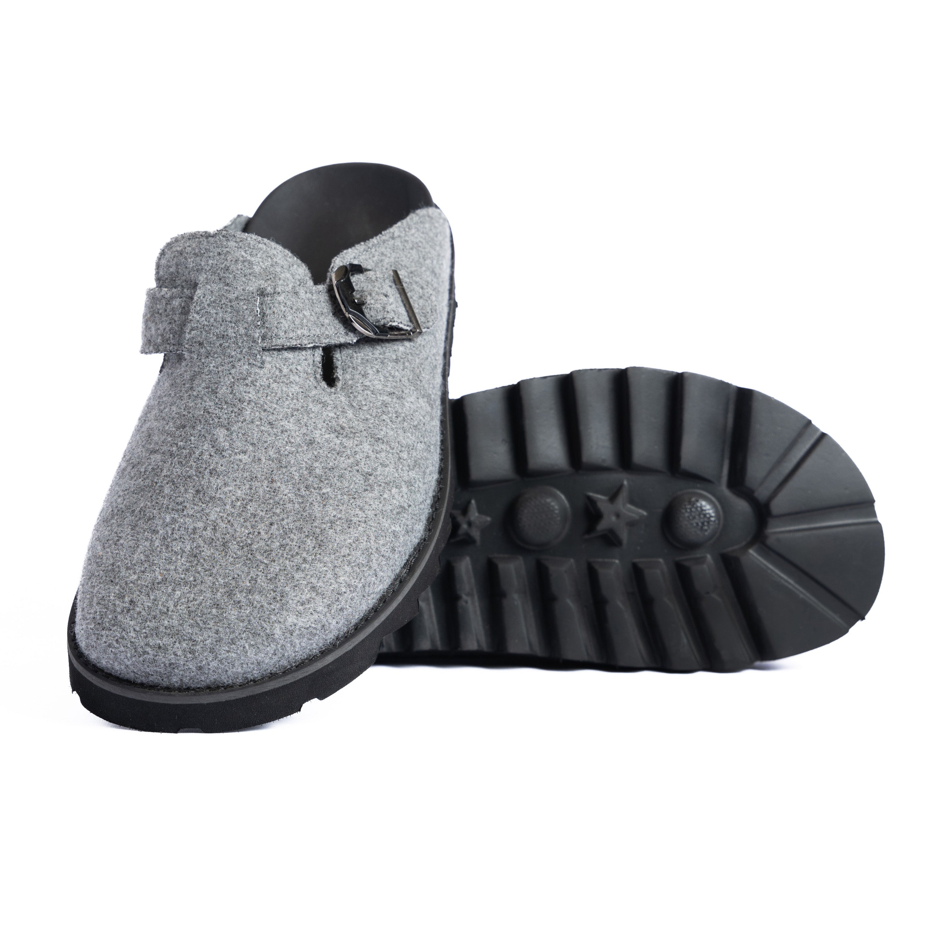 Grey Fabric Plain Chunky Clog