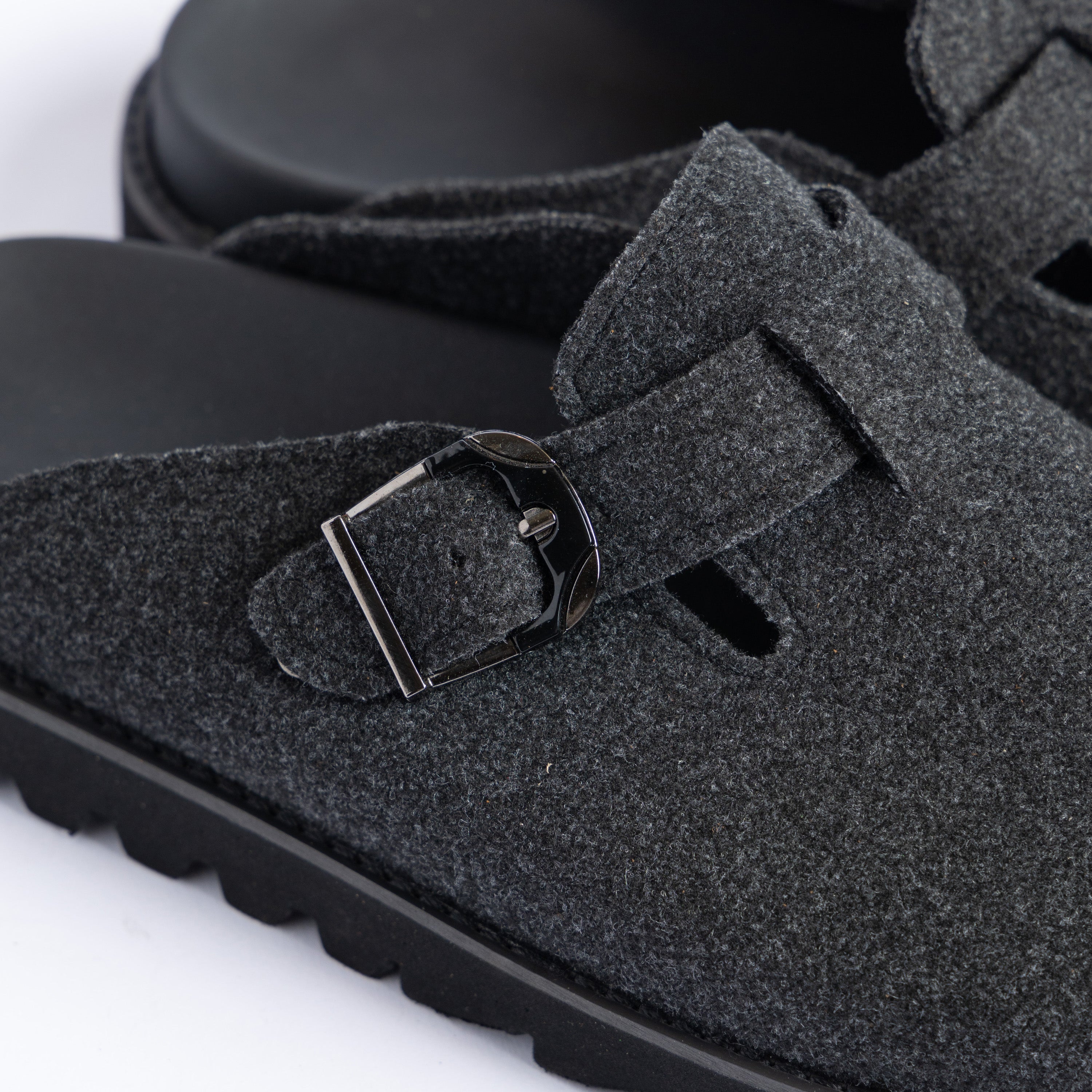 Black Fabric Plain Chunky Clog
