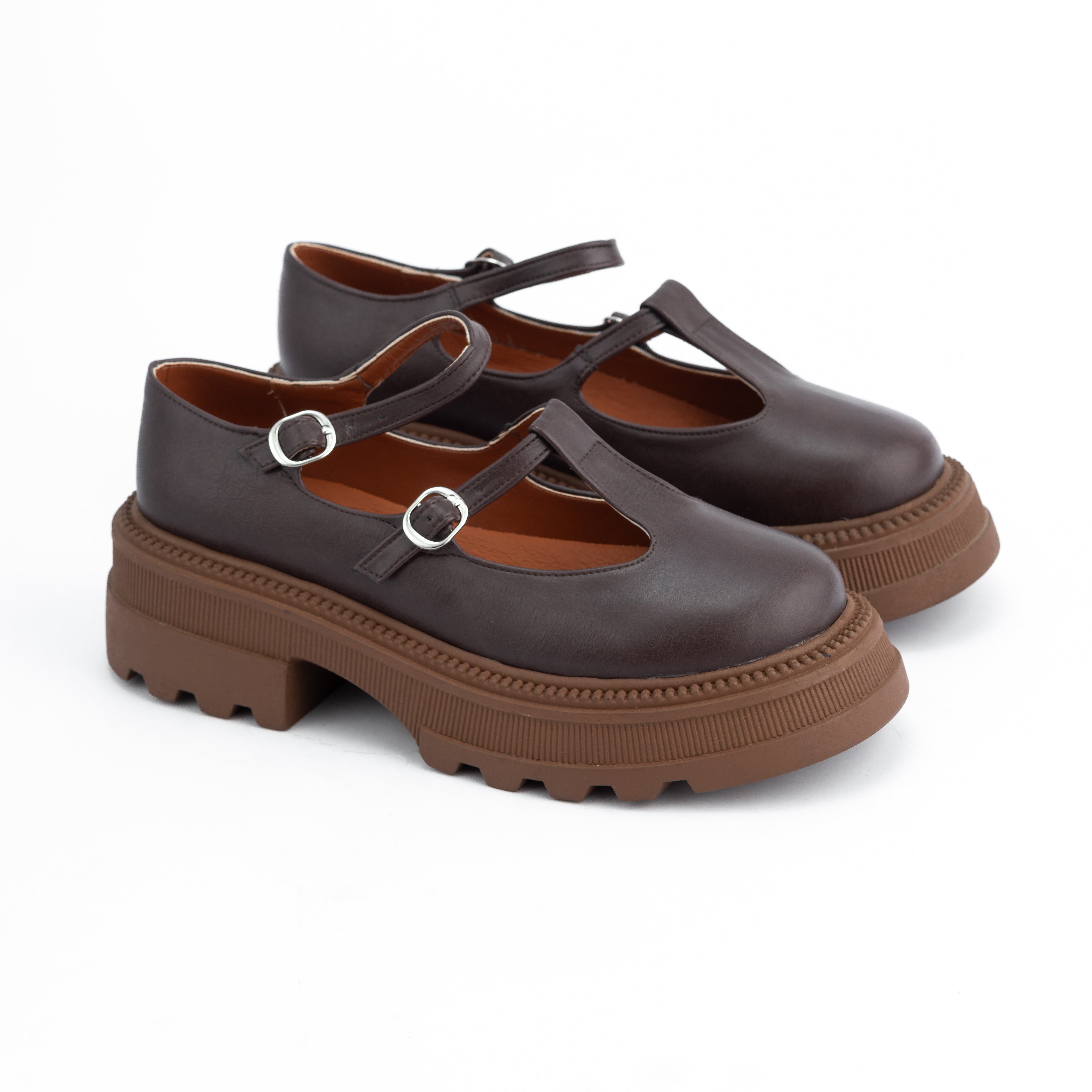 Women Brown Chunky Ballerina