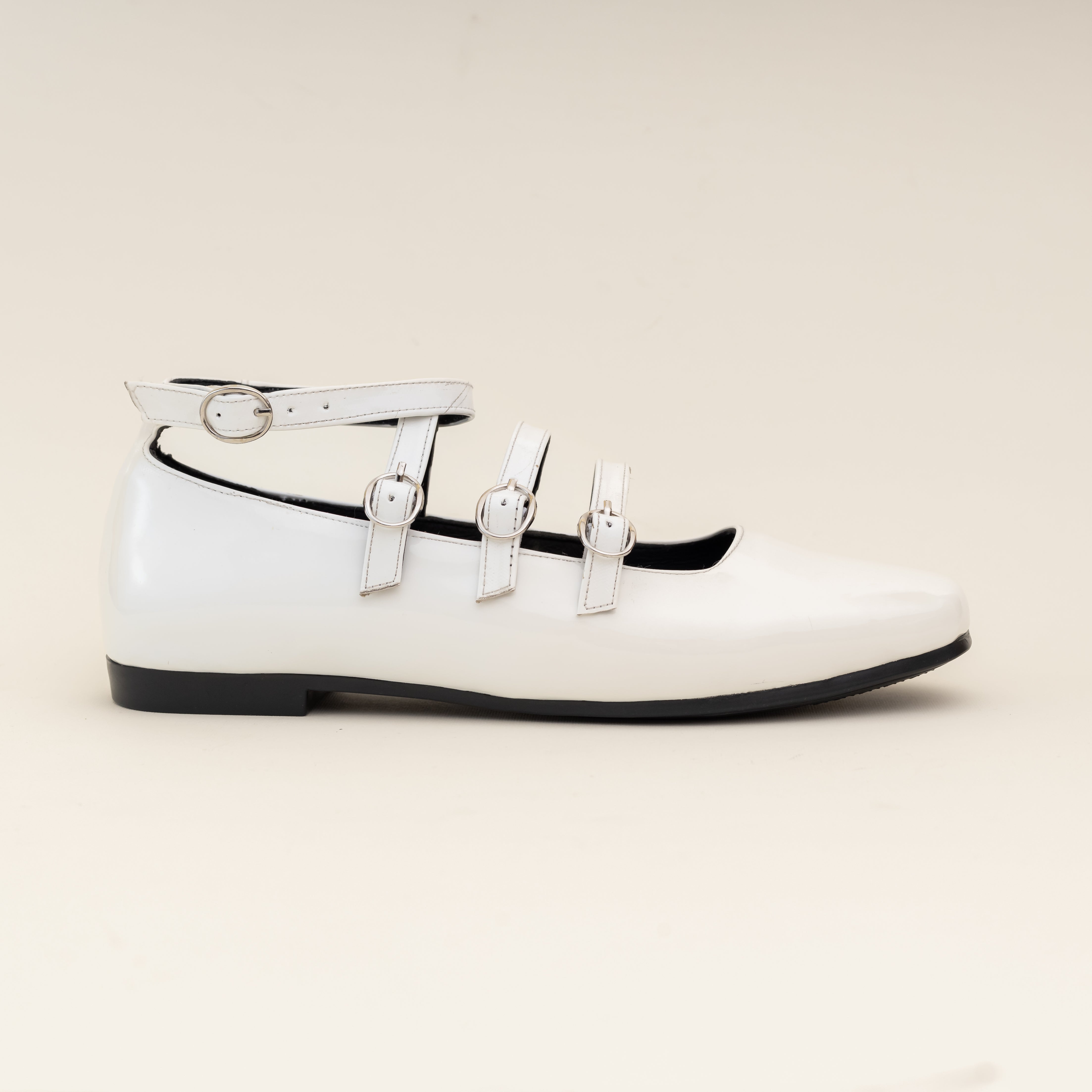 Women White Strap Ballerina