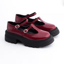 Women Burgundy Chunky Ballerina