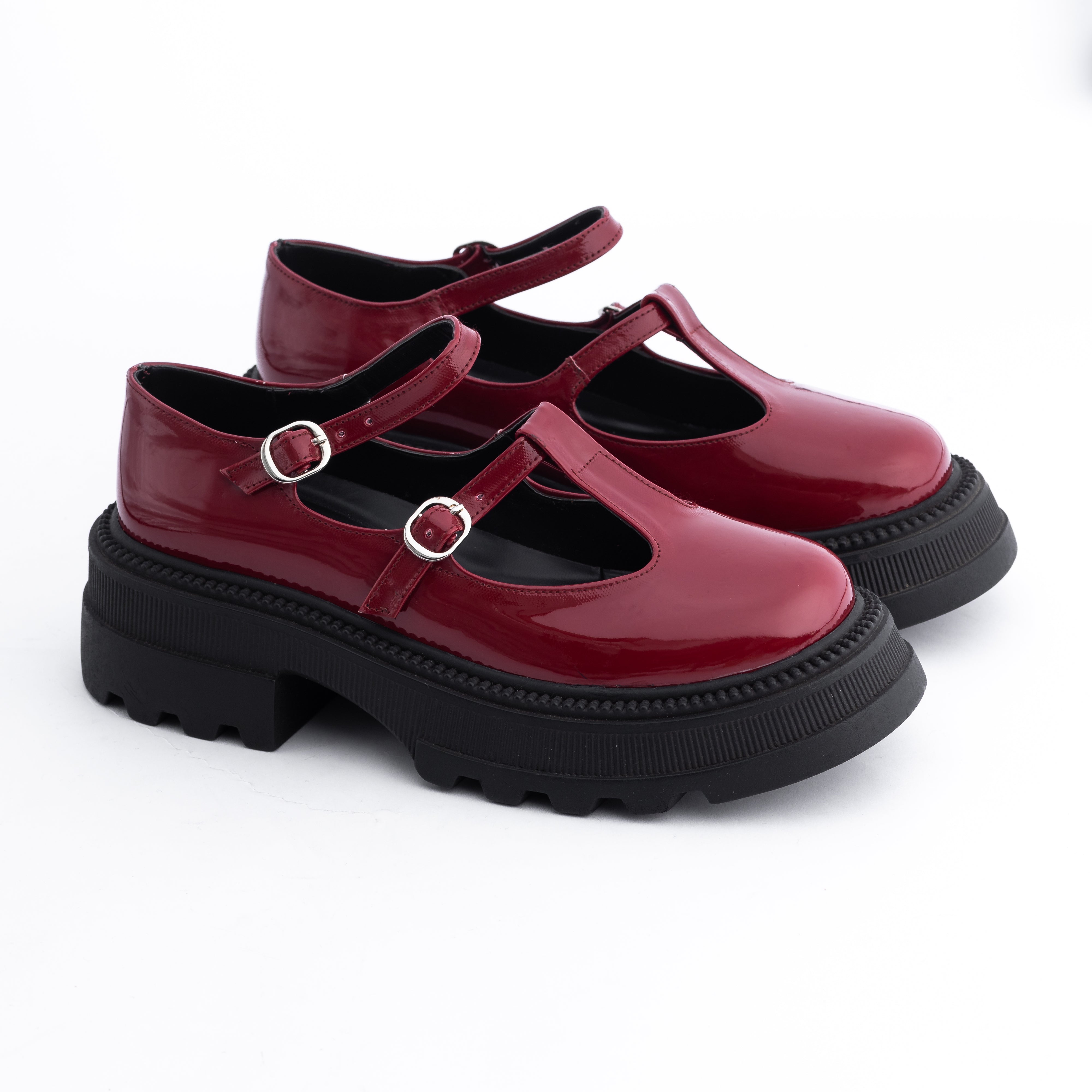 Women Burgundy Chunky Ballerina