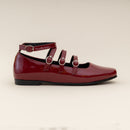 Women Burgundy Strap Ballerina