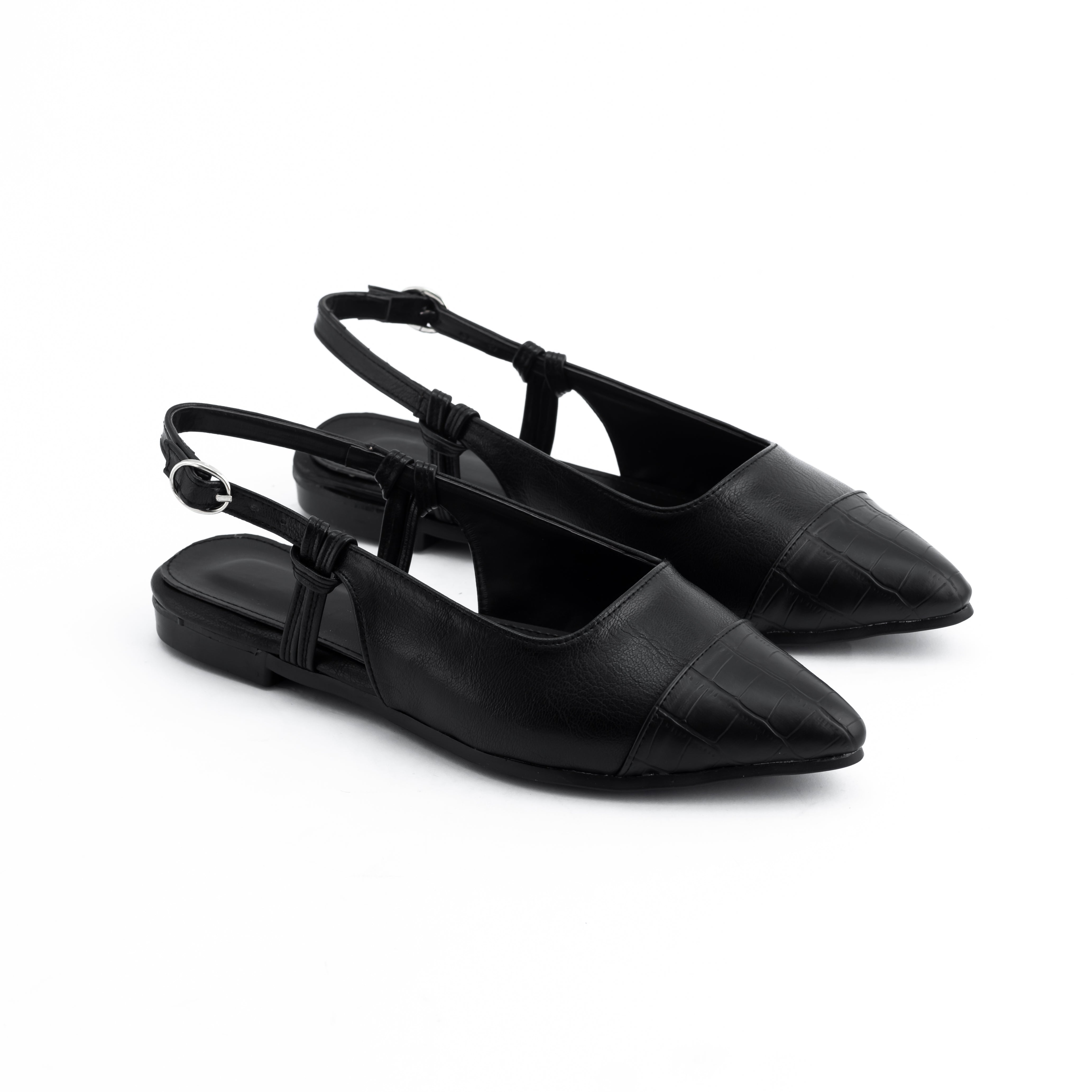 Women Black Pointed Flat Sandal