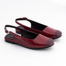 Women Burgundy Round Flat Sandal