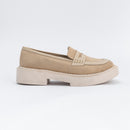 Women Beige Suede Loafers