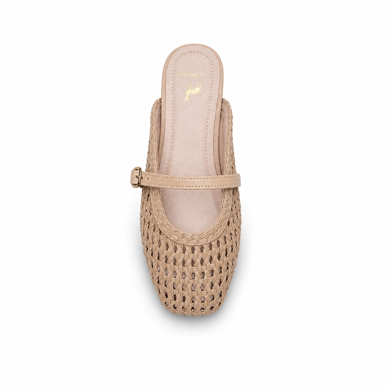 Women Beige Buckle Mule