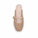 Women Beige Buckle Mule