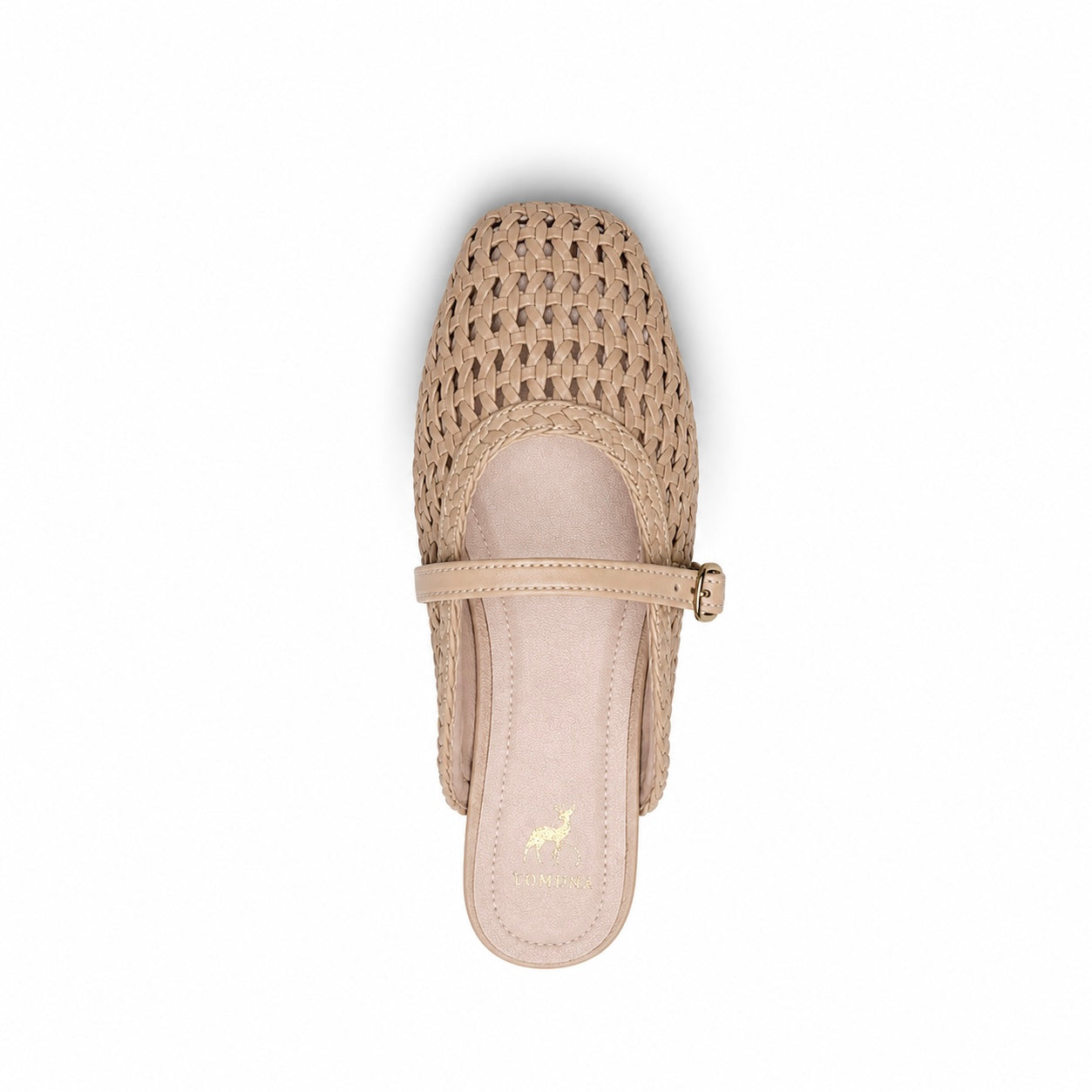 Women Beige Buckle Mule
