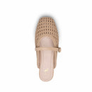 Women Beige Buckle Mule