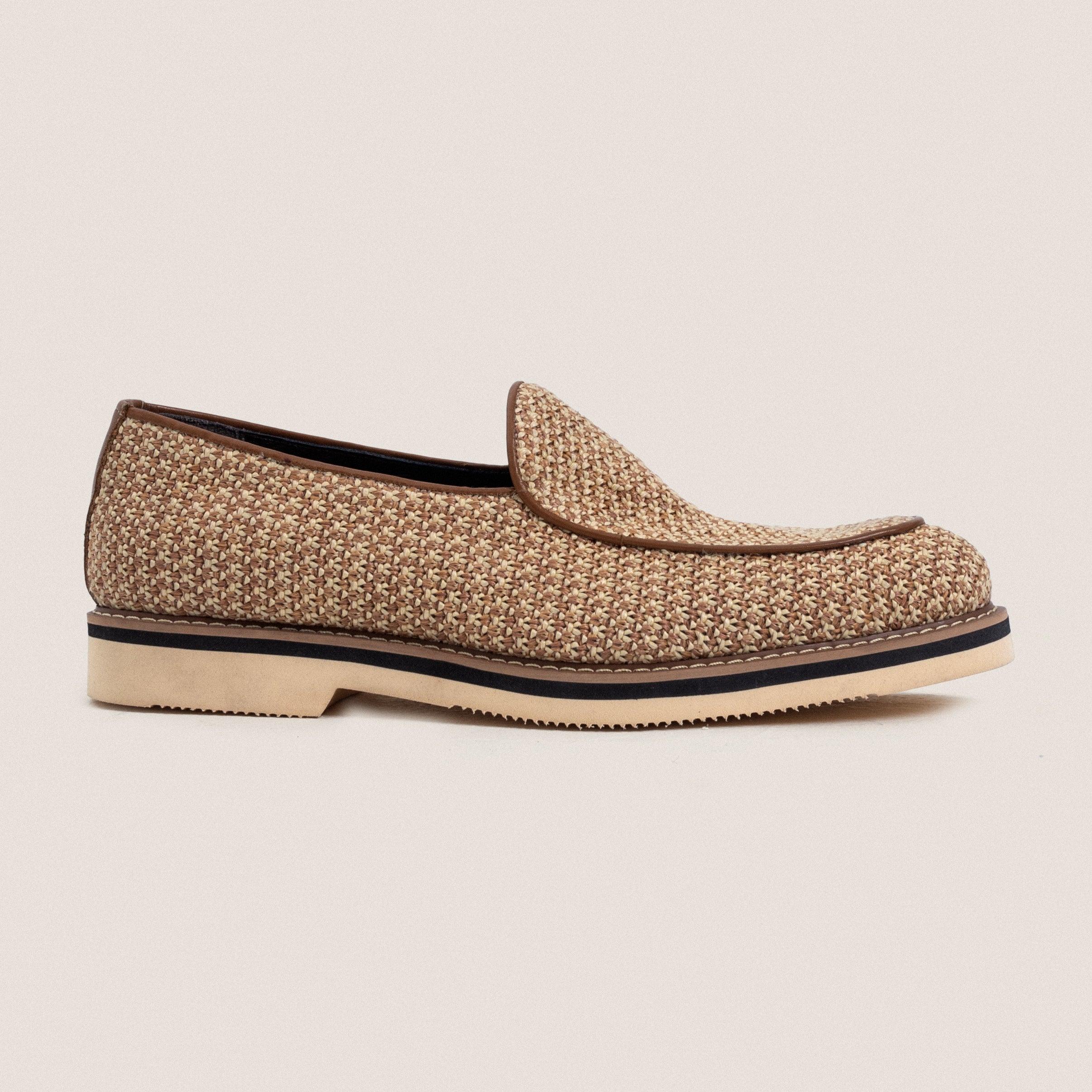 Beige Raffia Loafers