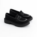 Women Black Suede Loafers