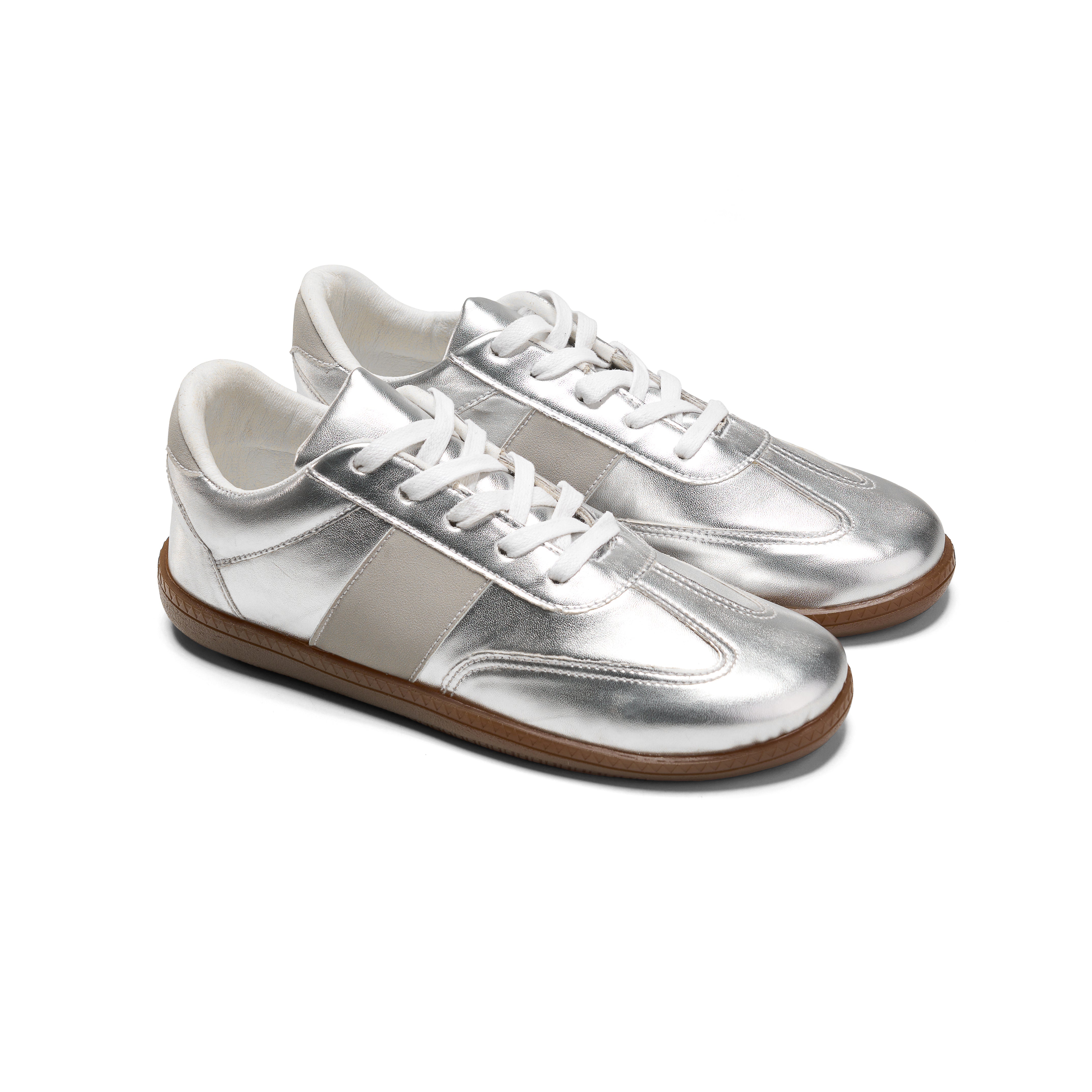 Women Silver Flat Sneakers