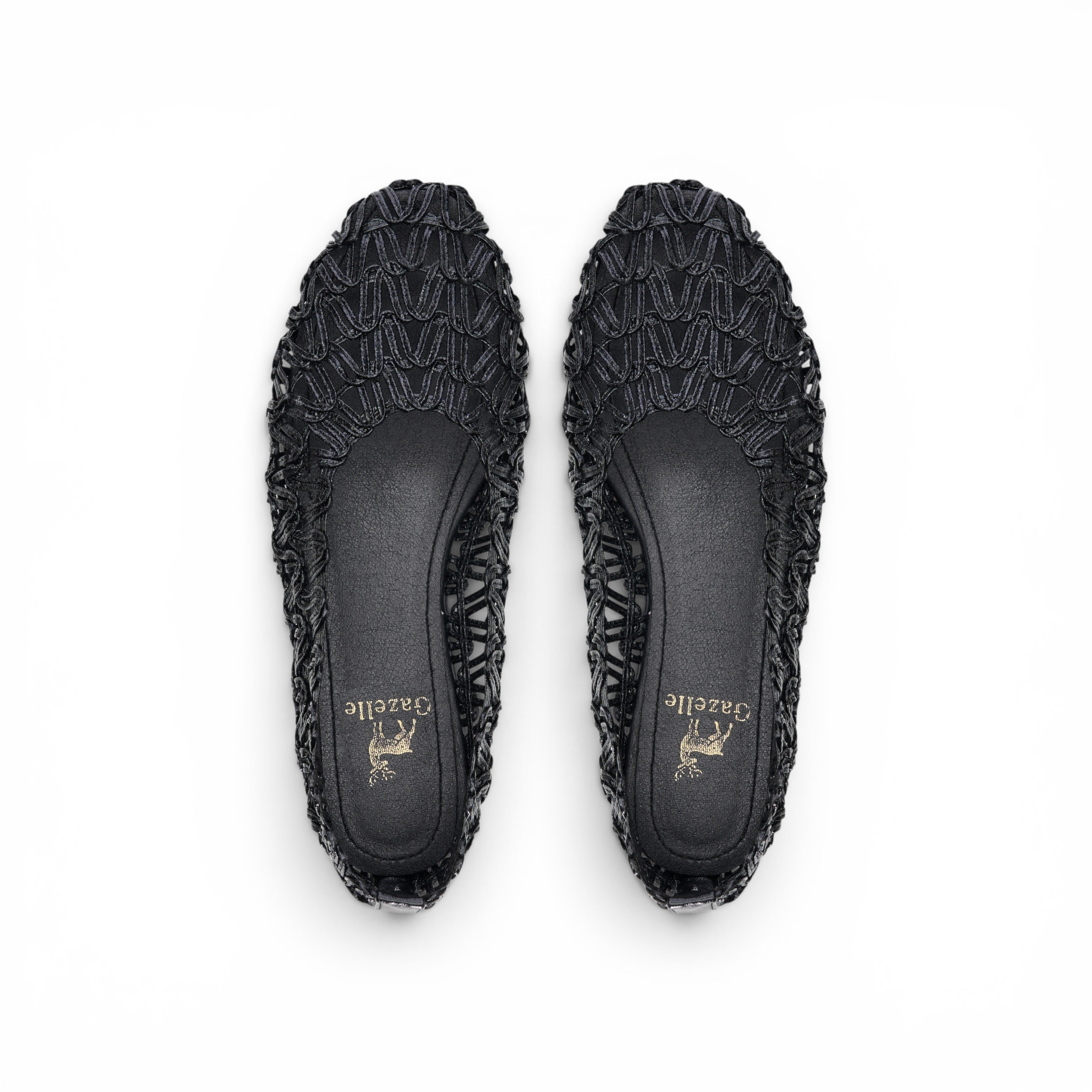 Black Crochet Mesh Ballet Flats
