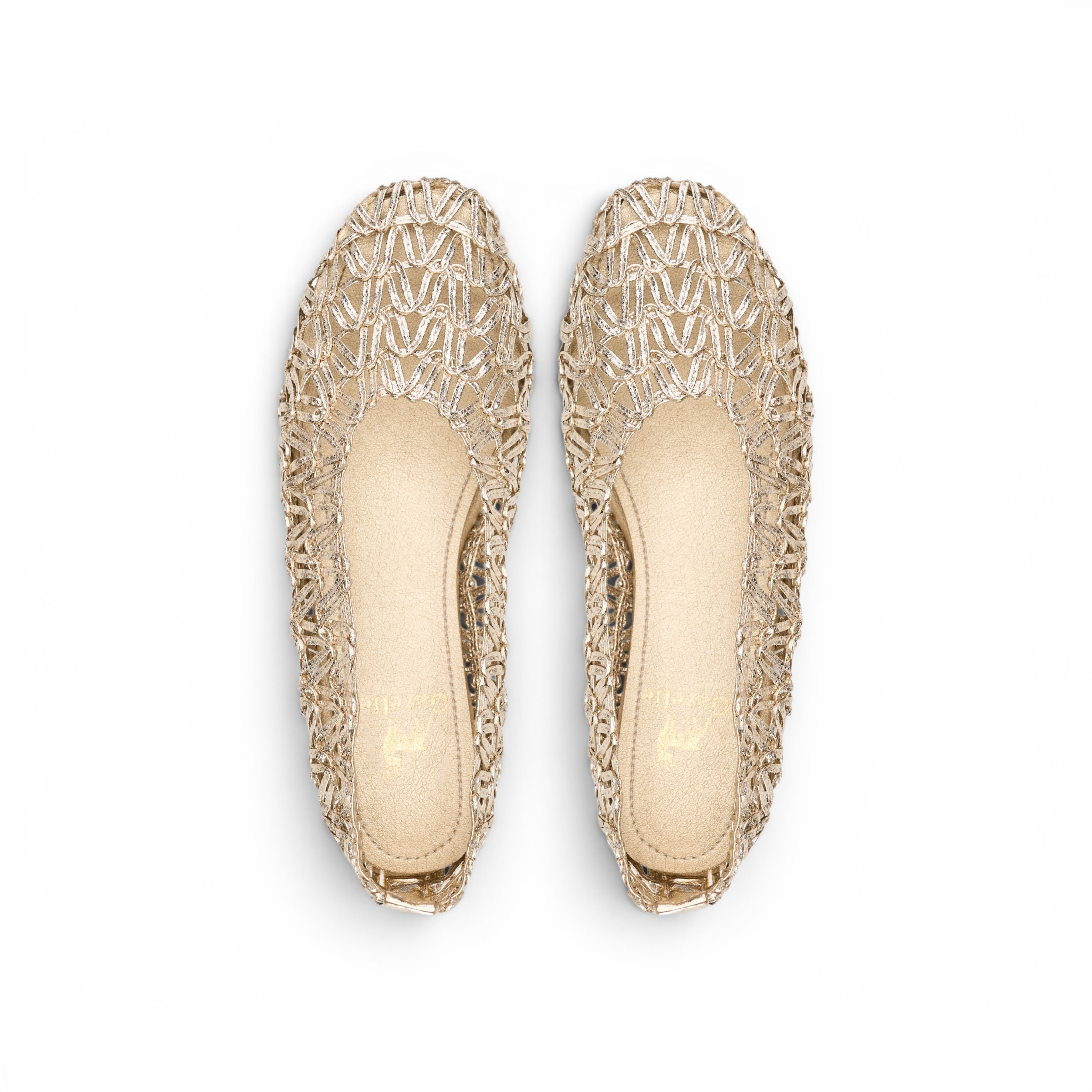 Gold Crochet Mesh Ballet Flats