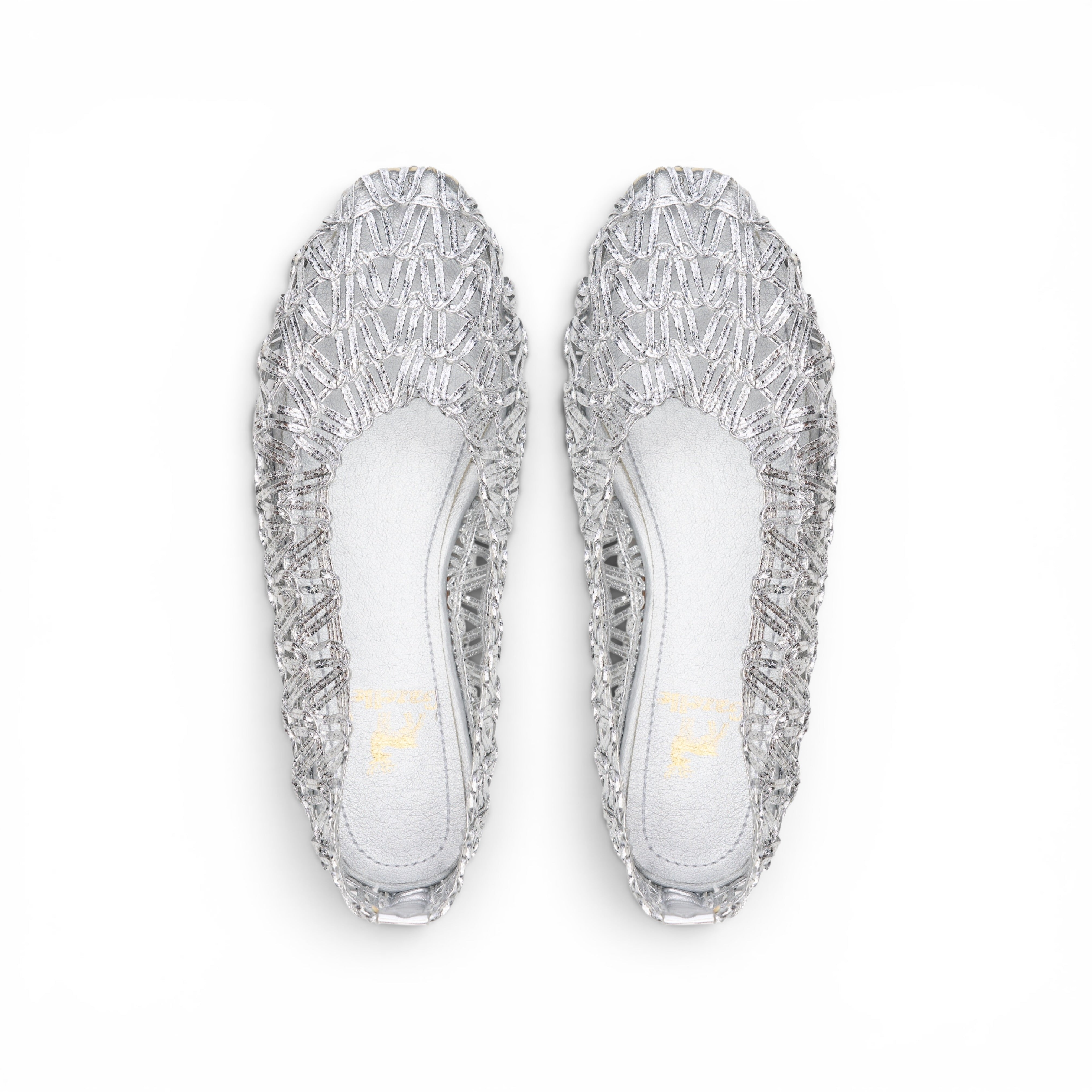 Silver Crochet Mesh Ballet Flats