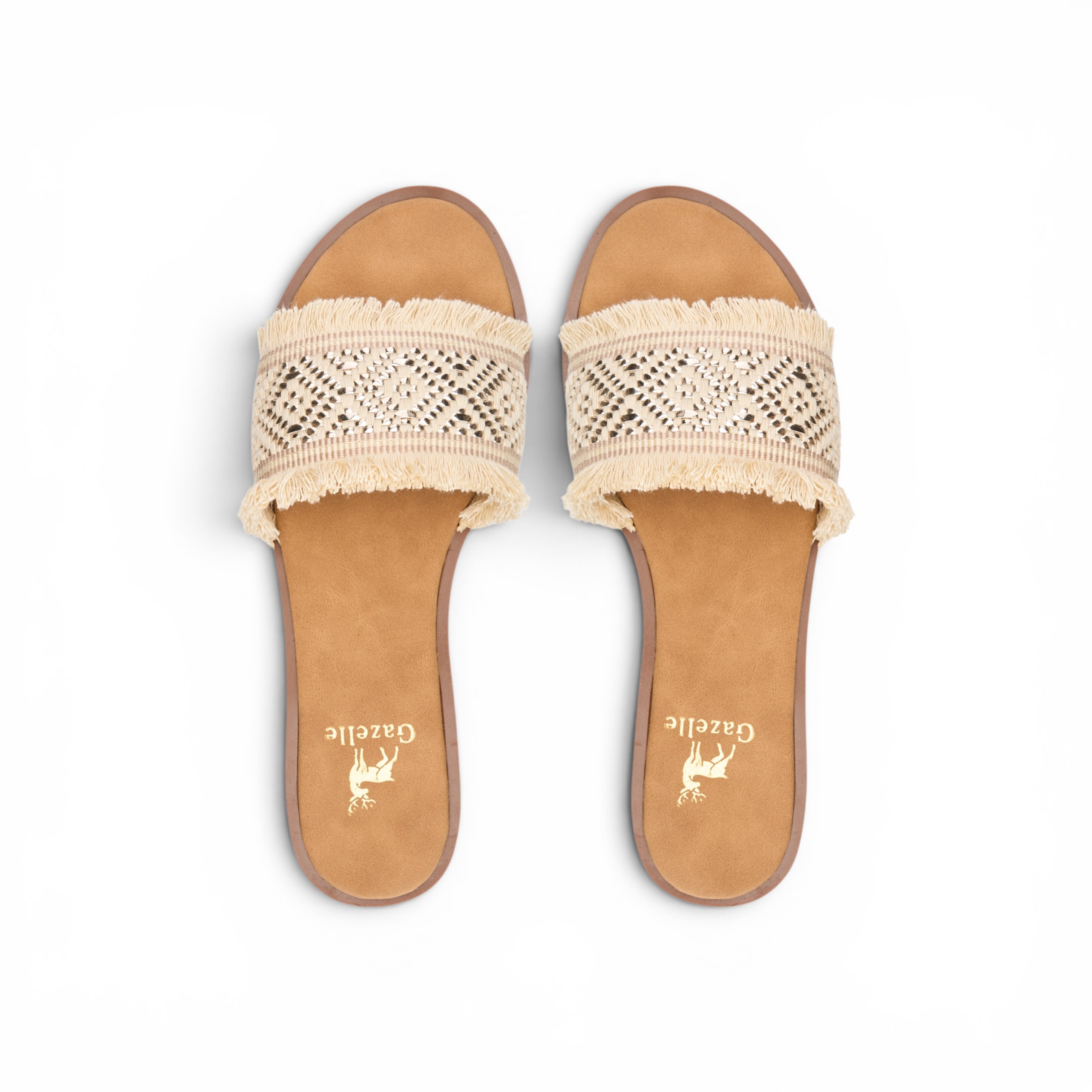 Women Gold Fringe Slide Slipper