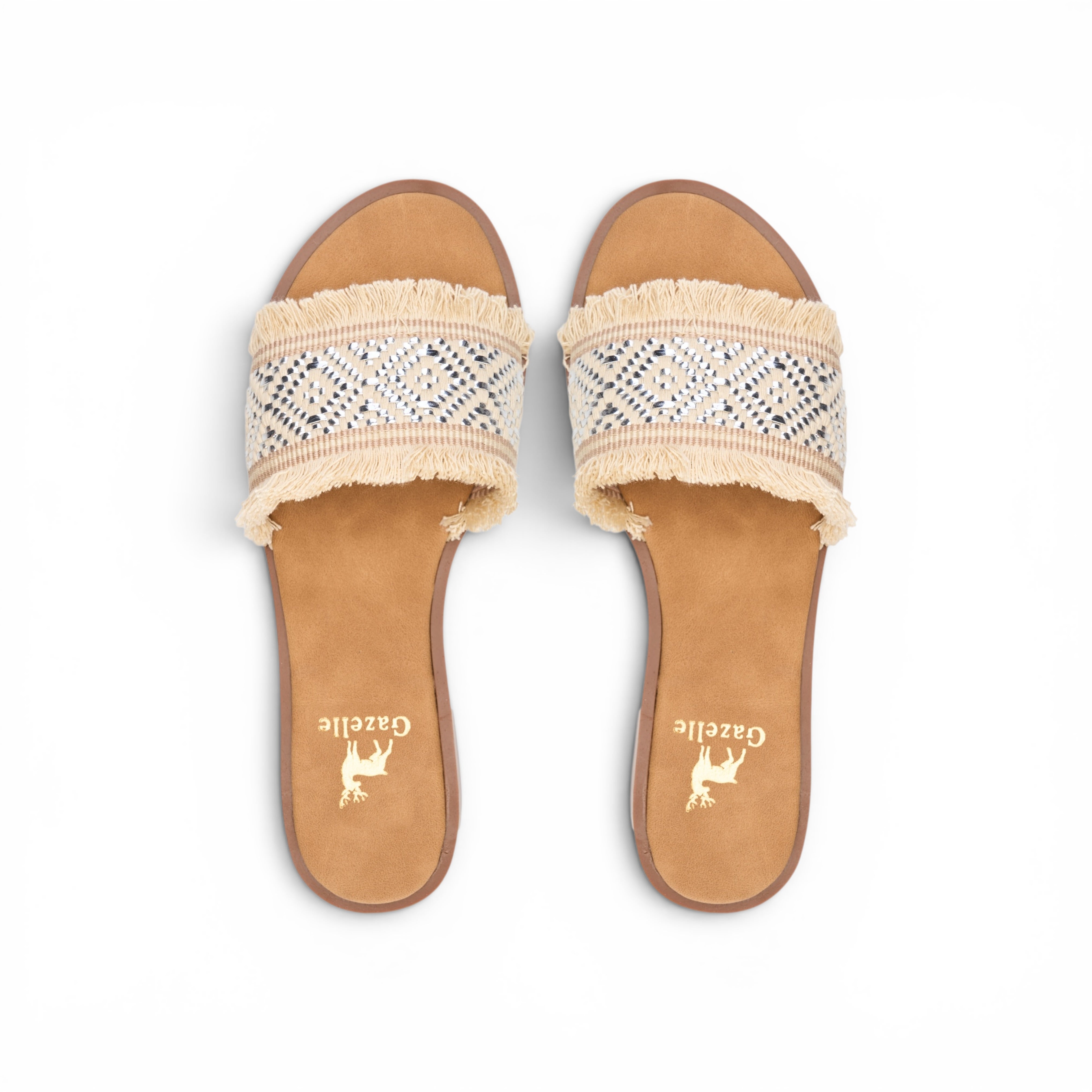 Women Silver Fringe Slide Slipper