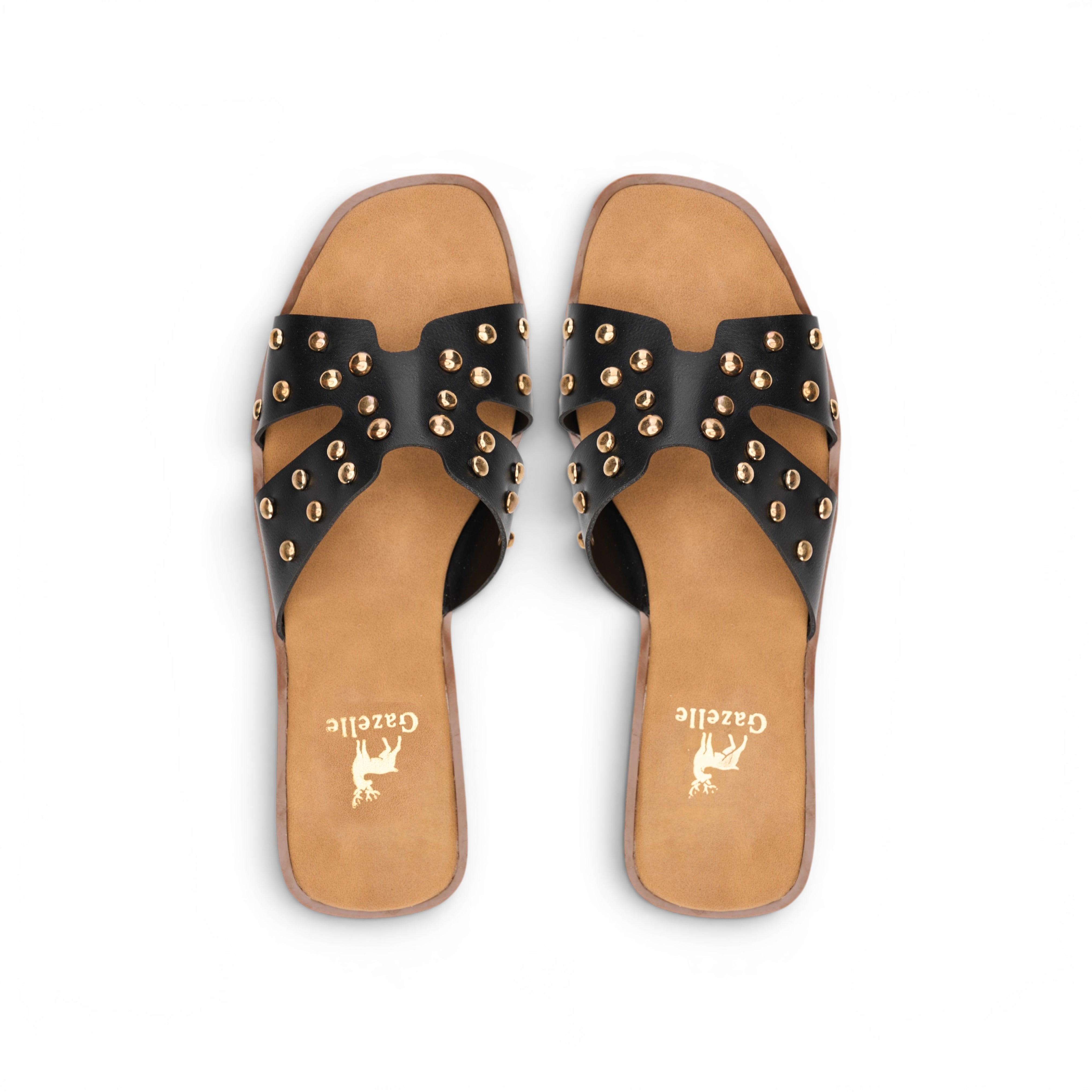 Black Studded Crossover Flat Slipper