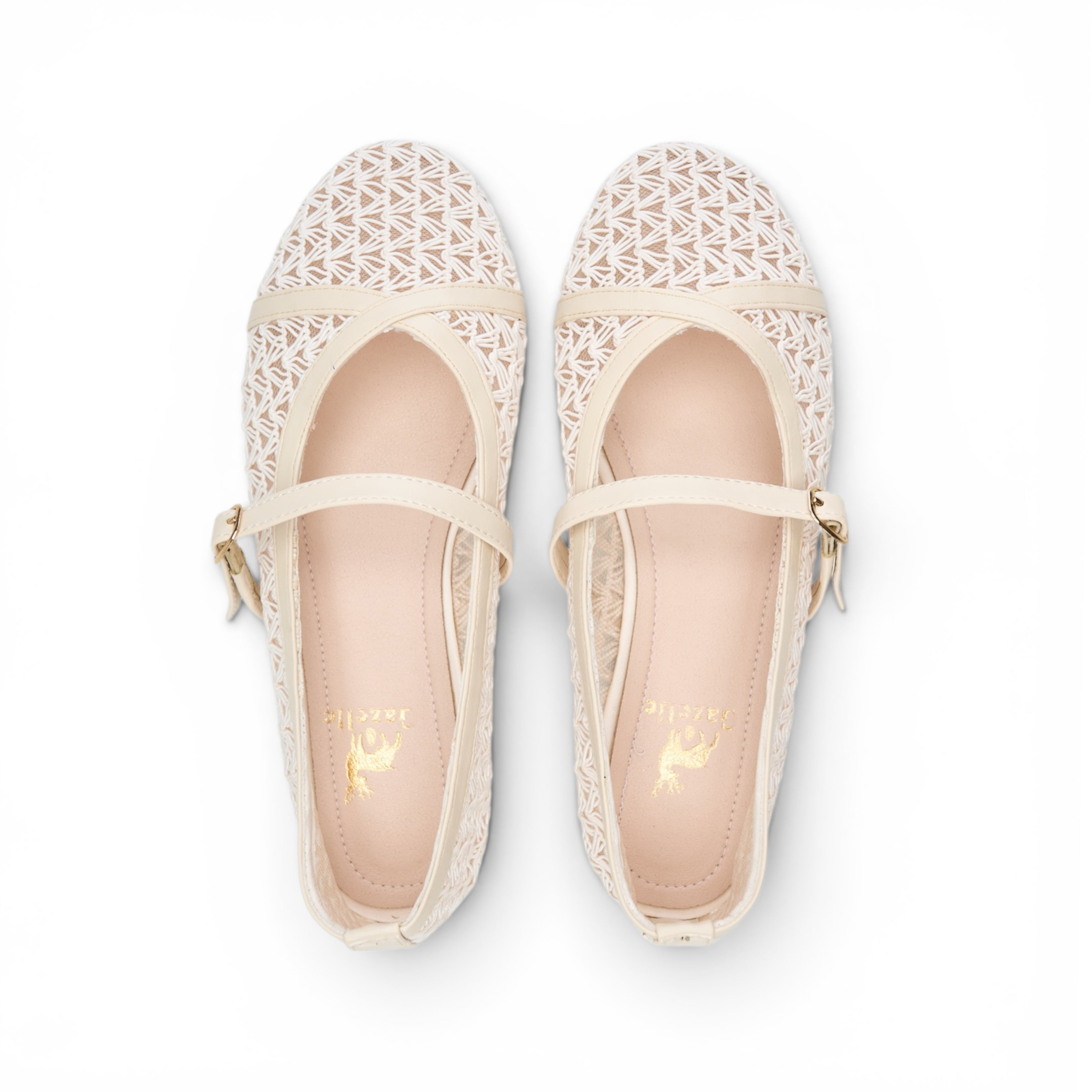 Beige Shimmer Mary Jane Ballet Flats