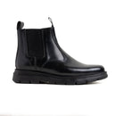 black lined chelsea boot