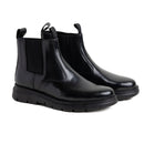 black lined chelsea boot