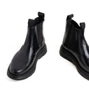 black lined chelsea boot