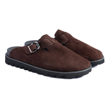 Brown Suede Plain Chunky Clog