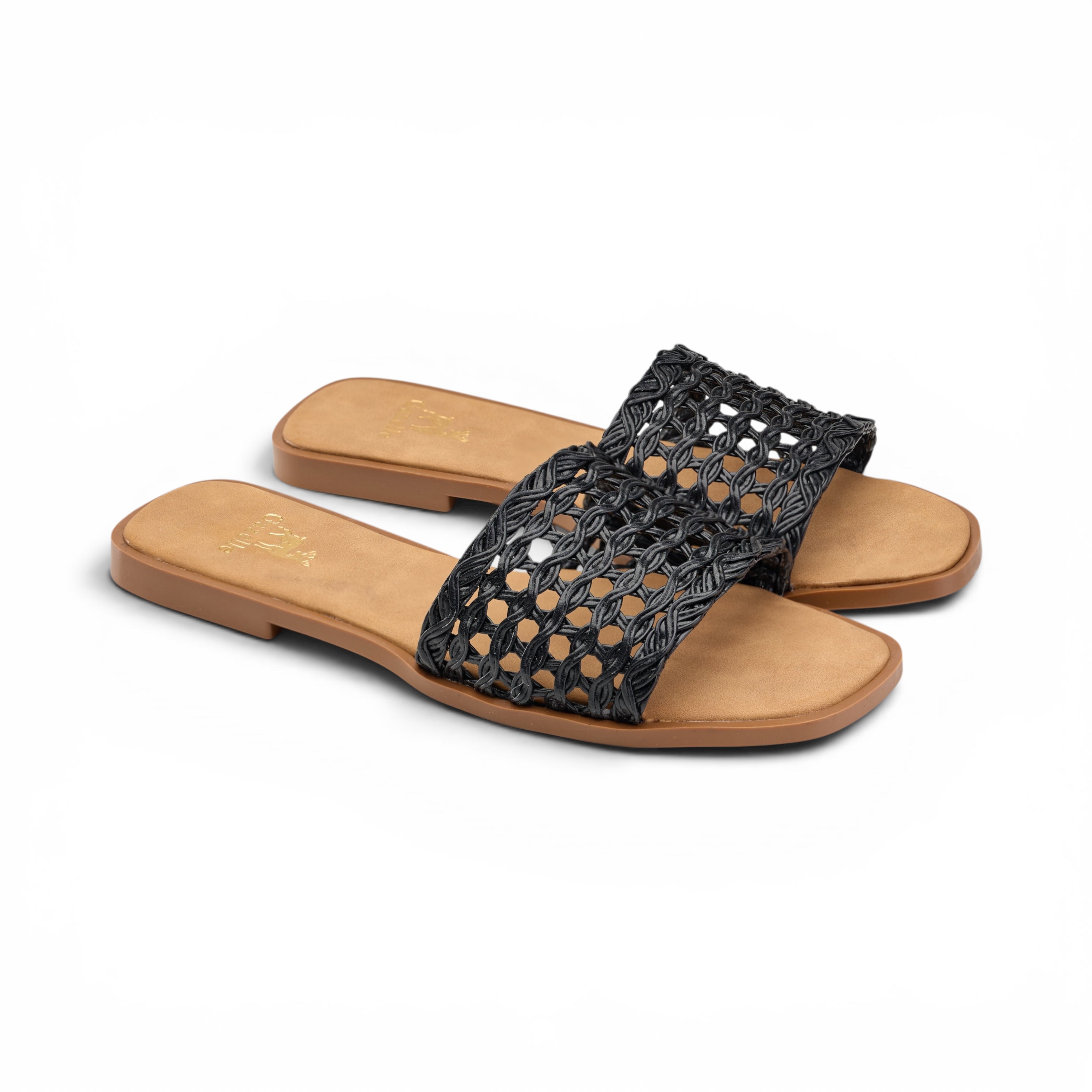 Women Black Cutout Slide Slipper